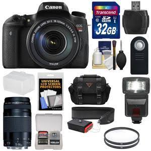 Canon EOS Rebel T6S Wi-Fi Digital SLR Camera & EF-S 18-135mm Is STM Lens with 75-300mm III Lens + 32GB Card + Case + Strap + Filters + Flash + Kit 23