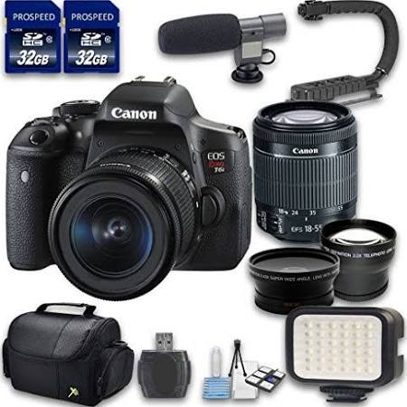 Canon EOS T6i DSLR Camera Bundle with Canon EF-S 18-55mm f/3.5-5.6 Is STM Lens +Wideangle + Telephoto Lenses + LED Light + 2 PC 32 Cards + Microphone kit 13