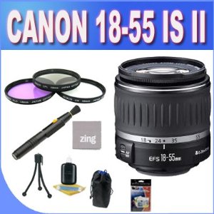 Canon EF-S 18-55mm f/3.5-5.6 IS II SLR Lens - Mark II + 3 Piece Filter Kit + Lens Pen Cleaner + Shock Proof Deluxe Lens Case + Microfiber Cleaning Cloth + Accessory Saver Bundle!