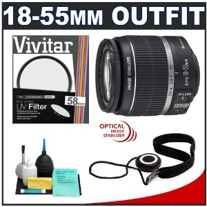 Canon EF-S 18-55mm f/3.5-5.6 IS Zoom Lens + Accessory Kit for Canon EOS 50D, 40D, 30D, 20D, and Digital Rebel XT, XTi, XS, XSi & T1i SLR Cameras