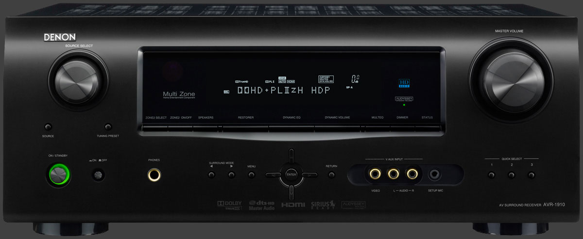 Denon AVR-1910, 7.1 Channel Black AV Home Theater Receiver 