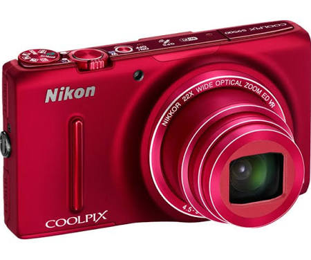 Nikon Coolpix S9500 18.1 MP Compact Digital Camera - 1080p - Red