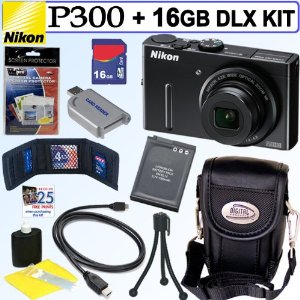 Nikon Coolpix P300 12.2MP Digital Camera Black + 16GB Deluxe Kit 