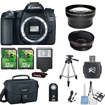 Canon EOS 70D 20.2MP Digital SLR DSLR Camera Body Only+ 2pc 32GB kit 17