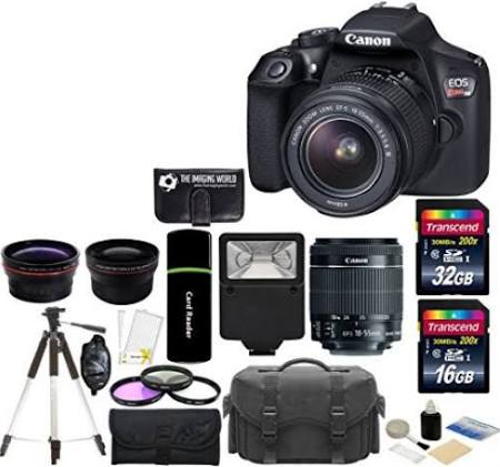 Canon EOS Rebel T6 18MP Wi-Fi DSLR Camera with 18-55mm Is II Lens + 32GB & 16GB Card + Wide Angle Lens + Telephoto Lens + Flash + Grip + Tripod kit 7 