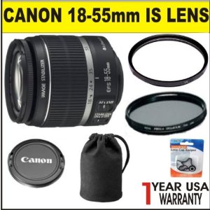 Canon EF-S 18-55mm f/3.5-5.6 IS SLR Lens (White Box) w/ UV Filter + CPL Filter 