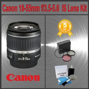 Canon EF-S 18-55mm f/3.5-5.6 IS Autofocus Lens + 3 Piece High Resolution Lens Filter Kit + Lens Cleaning Kit Plus Extended Warranty Kit 