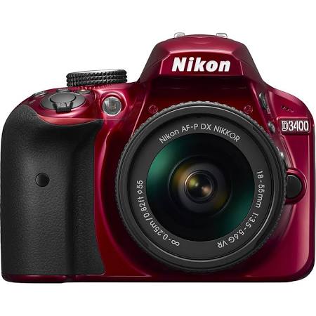 Nikon D3400 DX-Format 24.2MP DSLR Camera with 18-55mm Lens (Red)