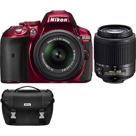 Nikon D5300 Digital SLR Camera & 18-55mm G VR DX II AF-S Zoom (Red) with 55-200mm G DX AF-S Ed Lens + Case kit 10