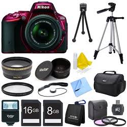 Nikon D5500 Red DSLR Camera 18-55mm Lens, Wide Lens, Converter, and Flash Bundle kit 8