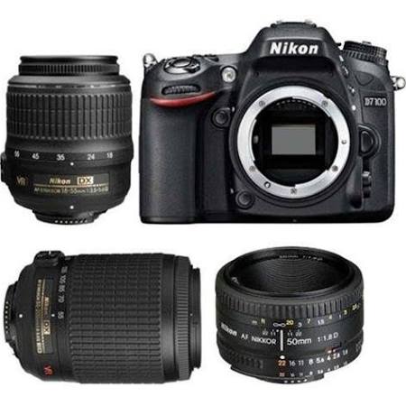 Nikon D7100 24.1 Digital SLR Camera - 18-55mm F/3.5-5.6 and 55-200mm F/4-5.6 & 50 mm F/1.8 Lenses kit 1