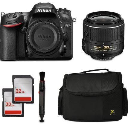 Nikon D7200 DSLR Digital Camera 18-55mm VR II Lens 64GB Memory Bag NKD72001855K2 kit 7