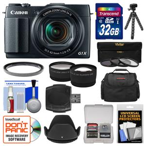 Canon PowerShot G1 X Mark II Wi-Fi Digital Camera with 32GB Card + Case + Tripod + 3 Filters + Tele/Wide Lens Kit