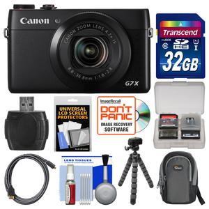 Canon PowerShot G7 X Wi-Fi Digital Camera with 32GB Card + Case + Flex Tripod + Accessory Kit