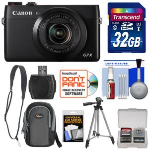 Canon PowerShot G7 X Wi-Fi Digital Camera with 32GB Card + Case + Tripod + Strap + Kit