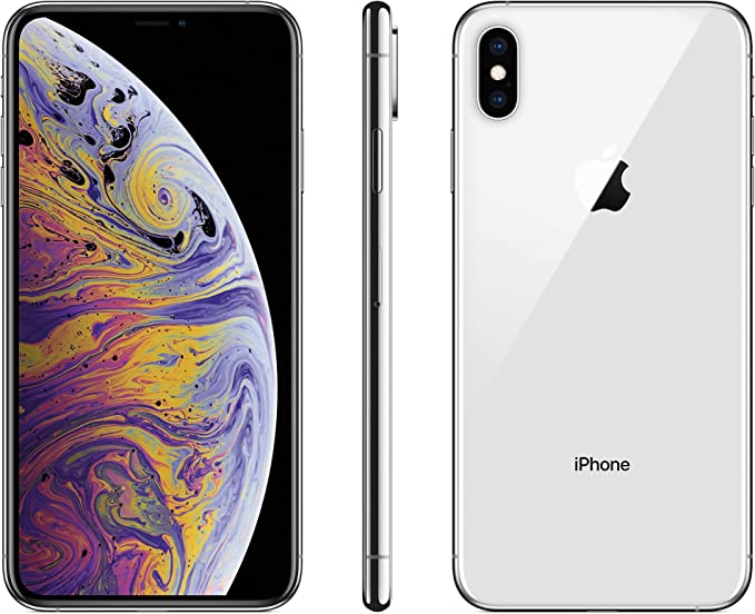 Apple iPhone XS Max, 64GB, Silver - Unlocked (Renewed)