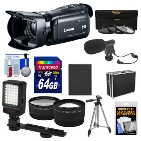 Canon Vixia HF G20 32GB Flash Memory 1080p HD Digital Video Camcorder with 64GB Card + Battery + Case + 3 Filters + Microphone + LED Light + Telephoto & Wide-Angle Lenses + Accessory Kit 