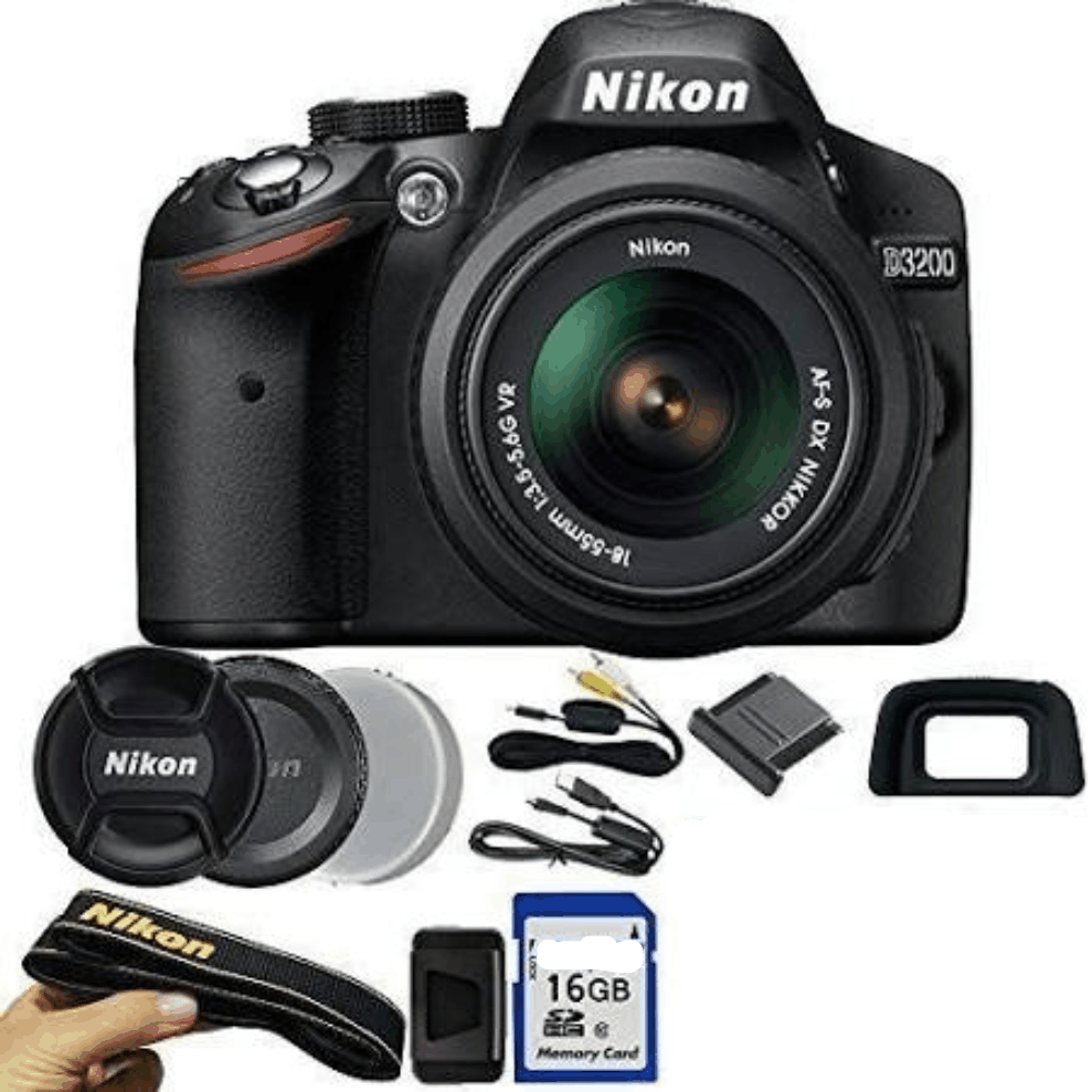 Nikon D3200 24.2 Digital SLR with 18 55mm F 3.5 5.6 AF S DX VR Nikkor Zoom Lens Black kit 1