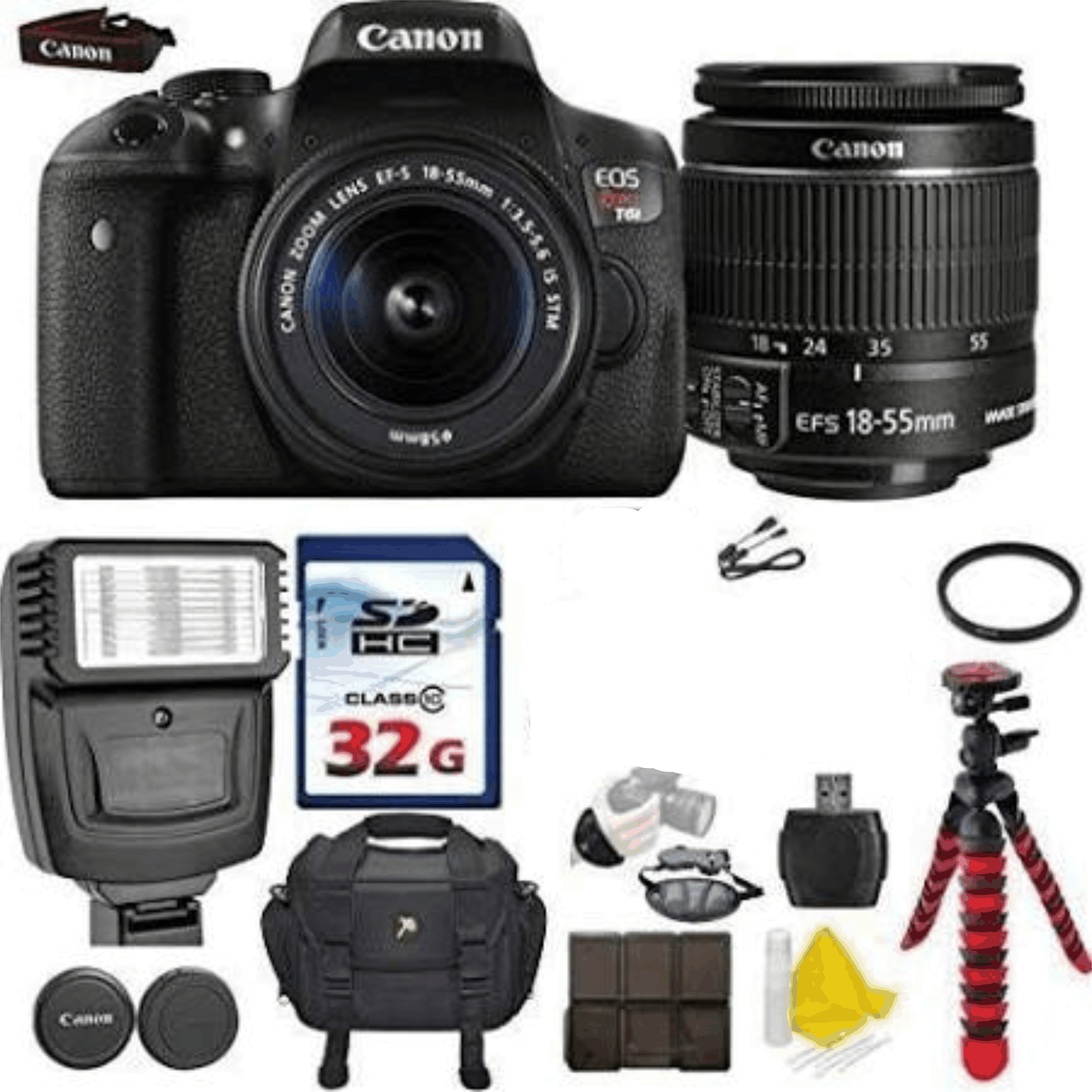 Canon EOS Rebel T6i 24.2MP WiFi Enabled Digital SLR Camera + Canon EF-S 18-55mm is STM + Canon EF-S 55-250mm is STM kit 10