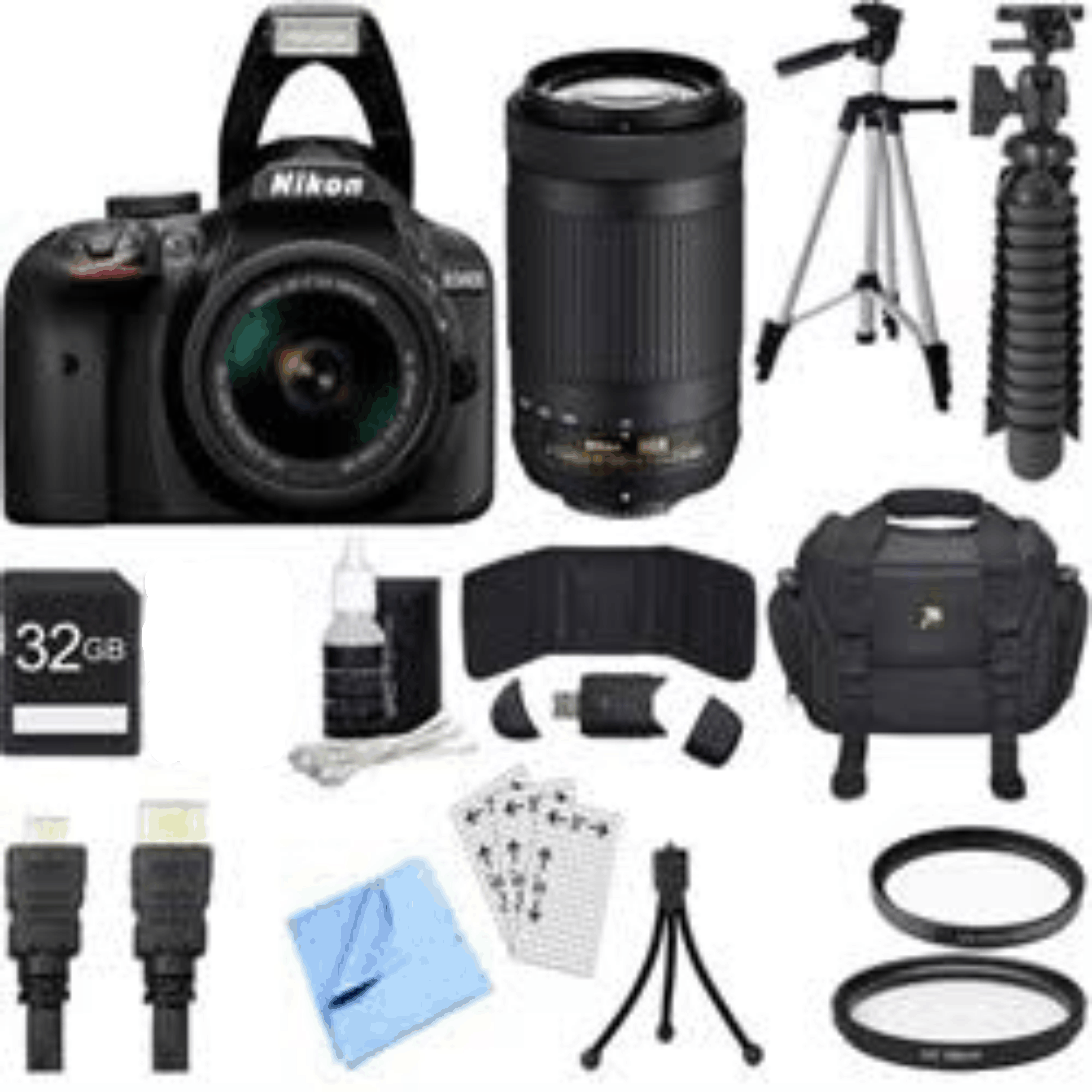 Nikon D3400 24.2 DX DSLR Camera w/ AF-P 18-55mm VR & 70-300mm Dual Lens 32GB Bundle kit 11