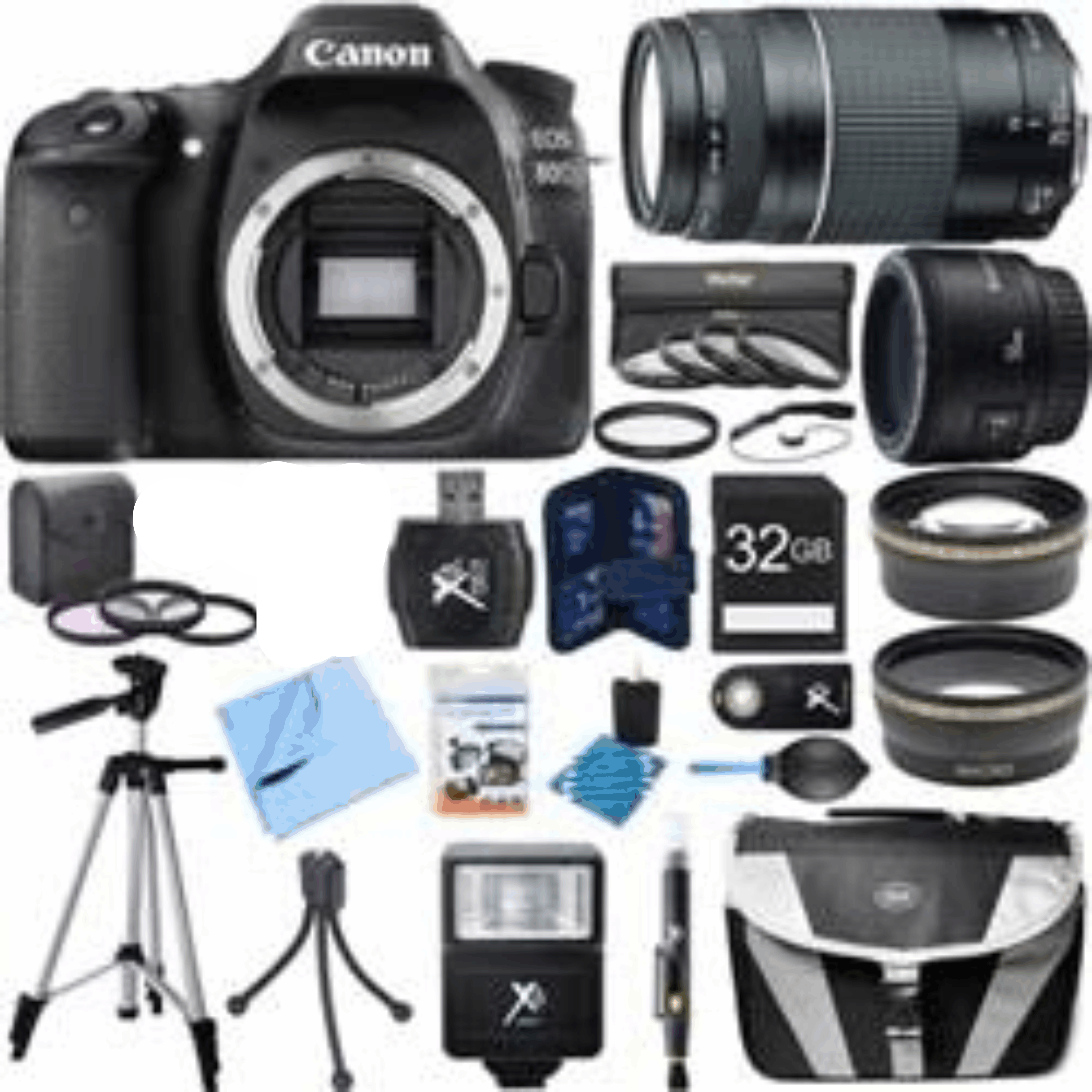 Canon EOS 80D 24.2 MP CMOS Digital SLR Camera w/ 50mm + 57-300mm Lens Super kit 11