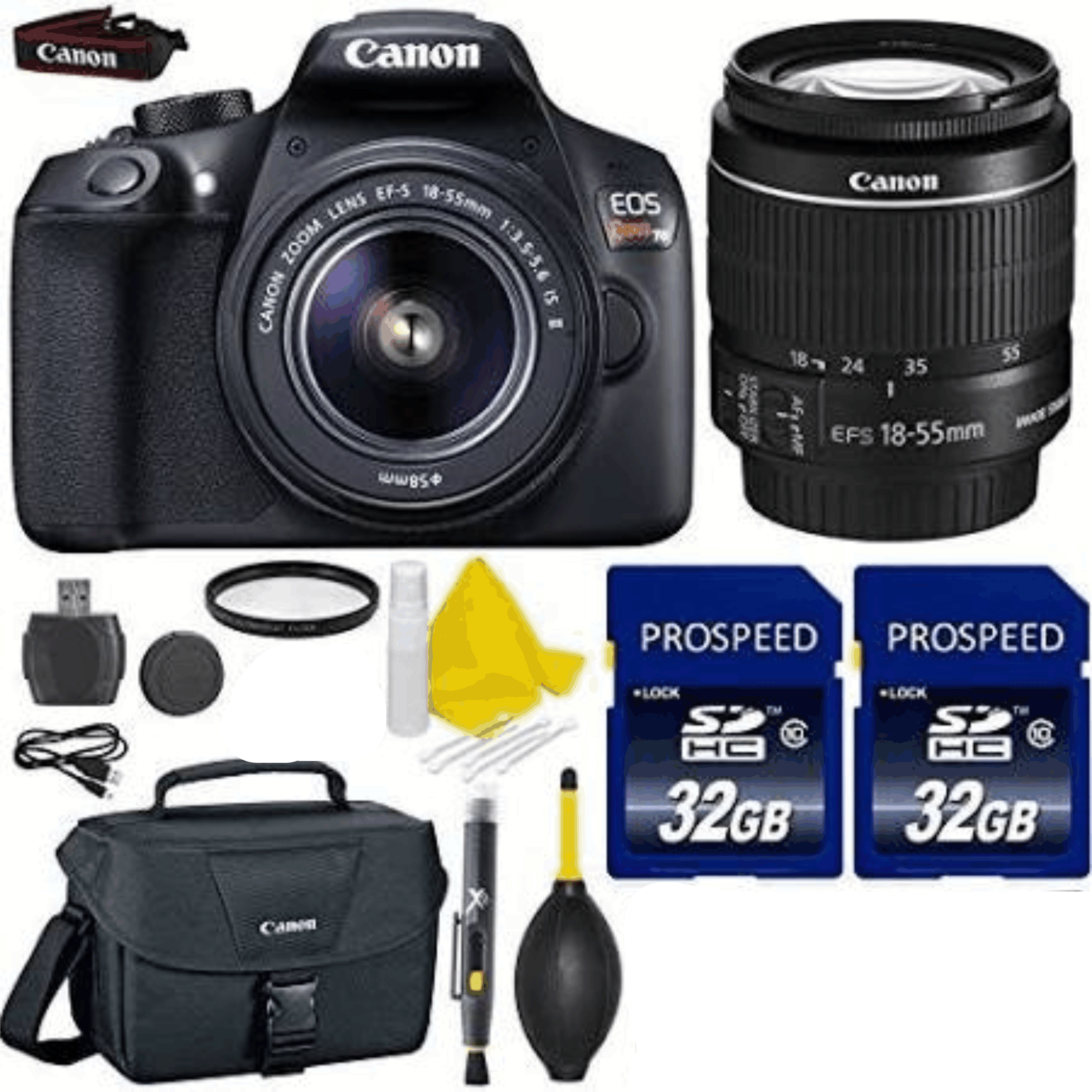 Canon EOS Rebel T6 WiFi Enabled 18MP EF-S Digital SLR Camera Bundle + Canon EF-S 18-55mm Is Lens + 2pc High Speed 32GB Memory Cards + UV Filter 11