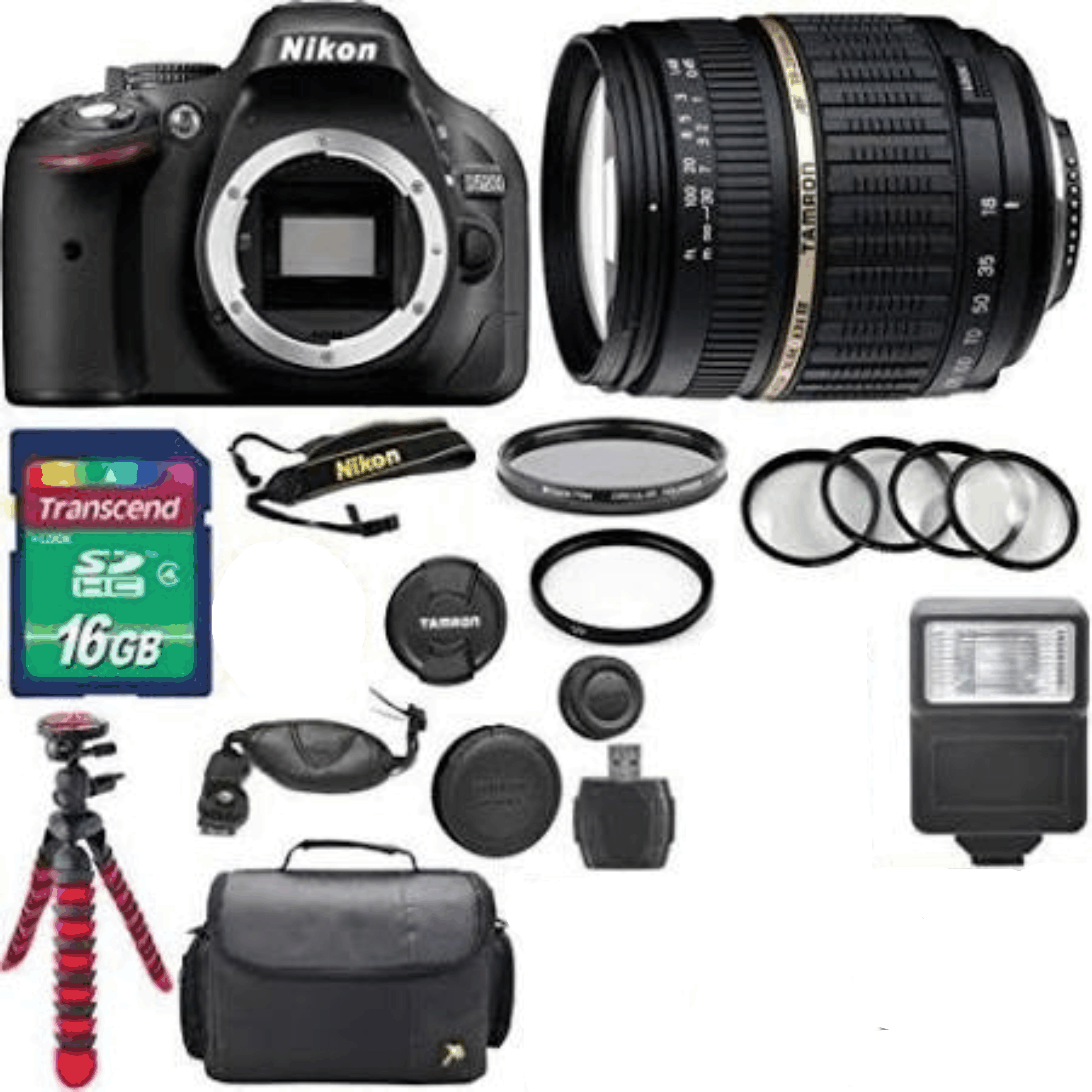 Nikon D5200 DSLR Camera Body Bundle with Tamron 18-200mm All Purpose Zoom Lens + 4pc Macro Lens Set (+1, +2, +4, +10) + Commander U.V.