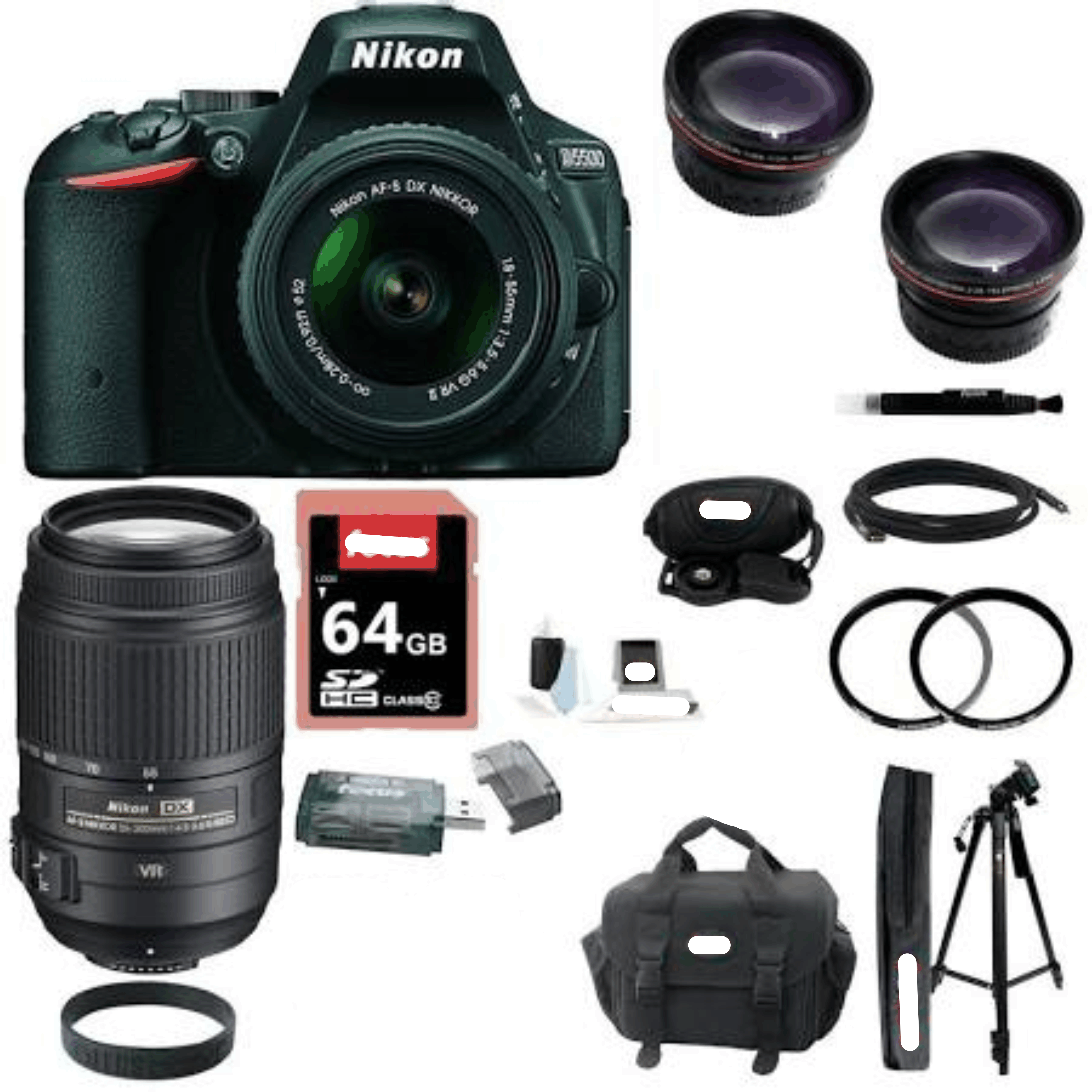 Nikon D5500 Digital SLR Camera with 18-55mm VR II (Black) and AF-S DX kit 11