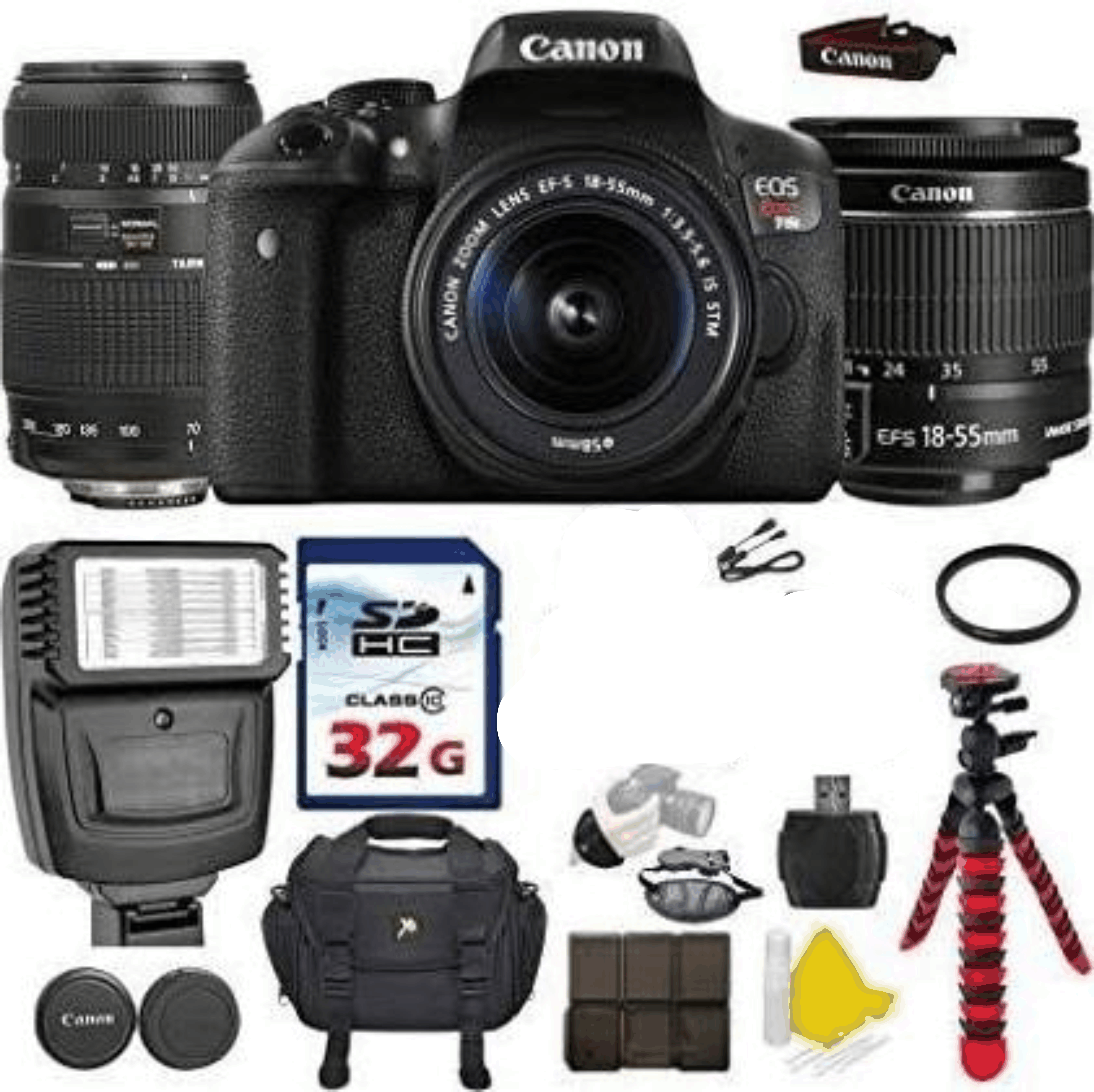 Canon EOS Rebel T6i 24.2 MP Digital SLR Camera with Canon EF-S 18-55mm Is II Lens + Tamron AF 70-300mm f/4-5.6 Di LD Macro Lens + Commander 32GB kit 11