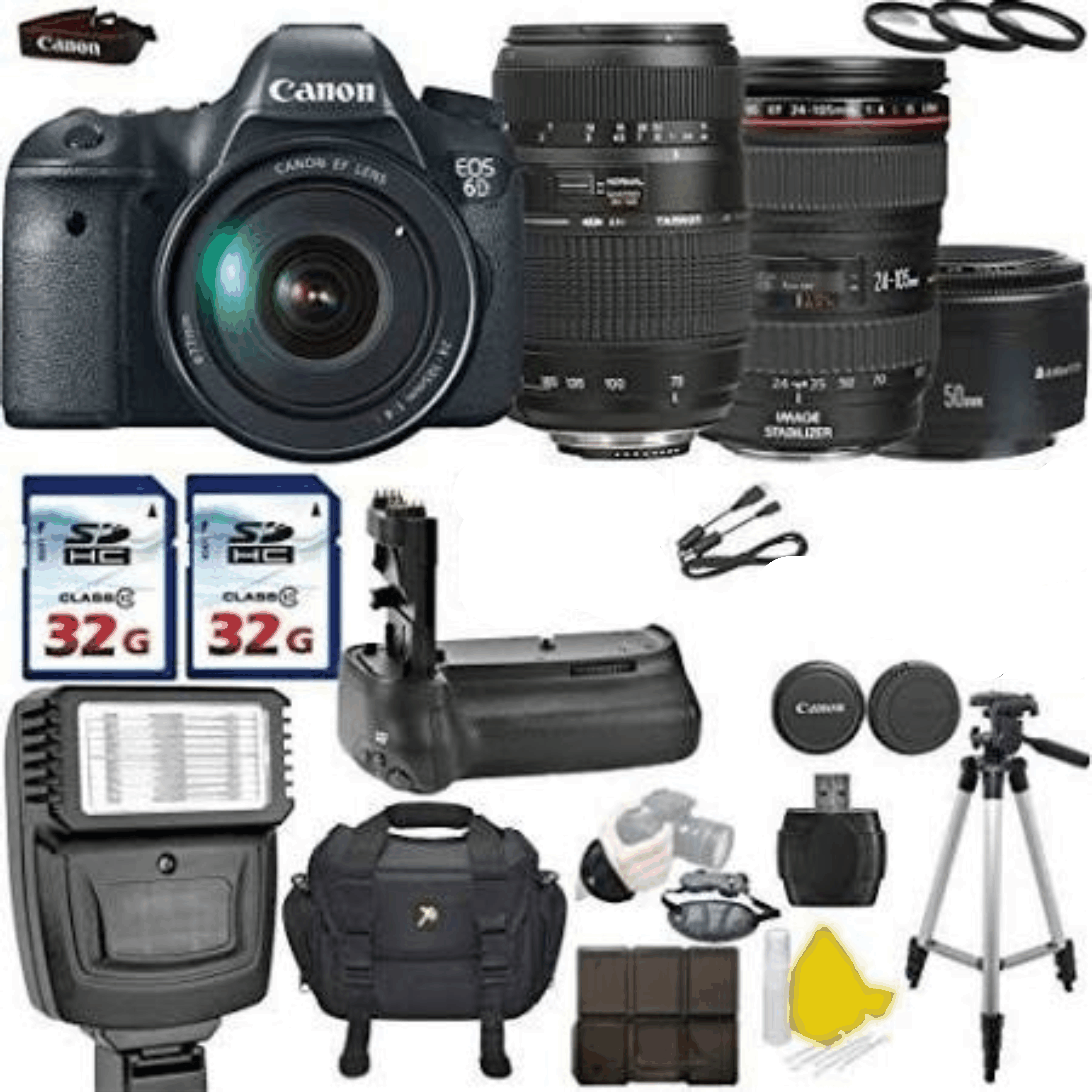 Canon EOS 6D 20.2MP Full Frame DSLR with Canon EF 24 105mm F 4 L Is USM Tamron AF 70 300mm F 4 5.6 kit 12