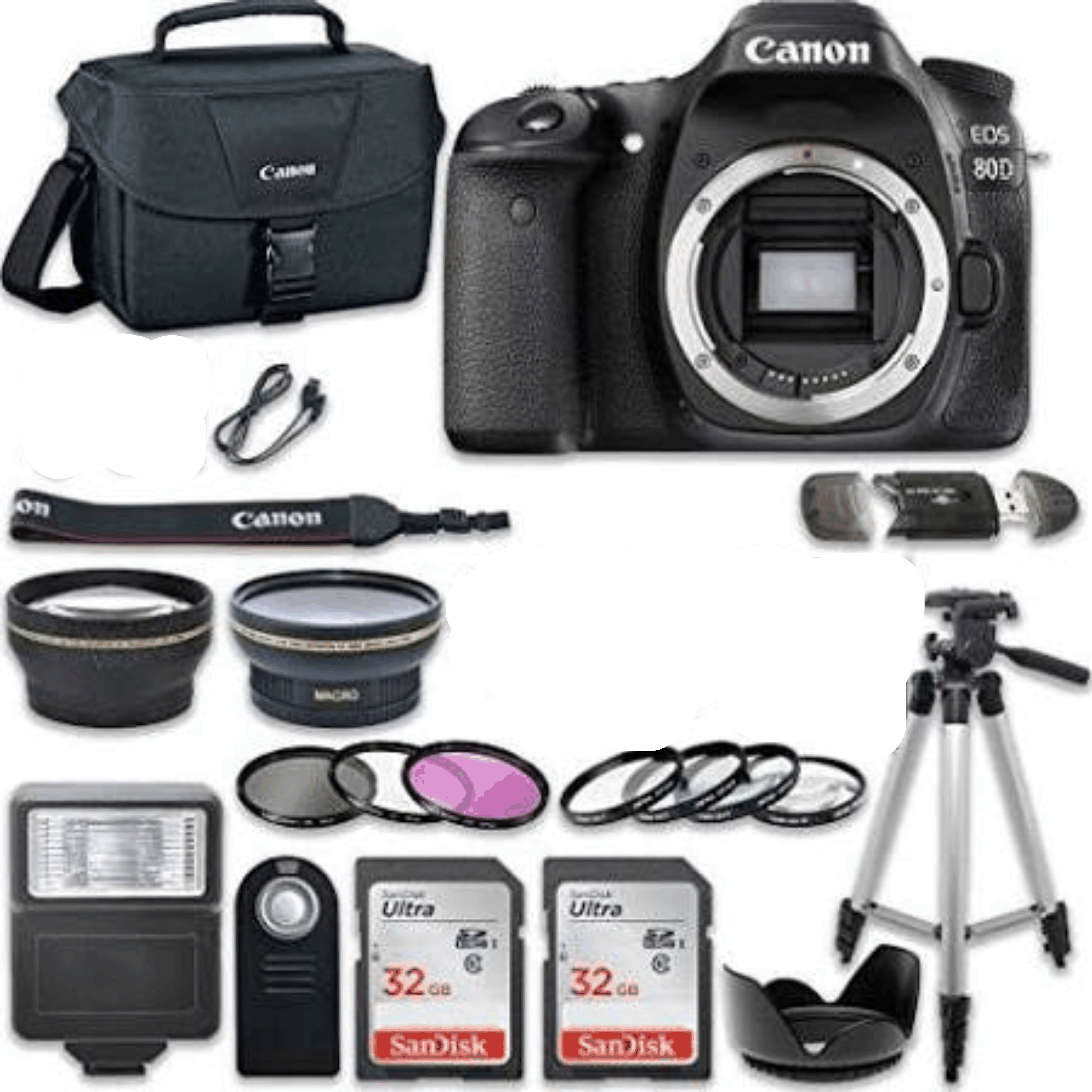 Canon EOS 80D Wi-Fi Full HD 1080p Digital SLR Camera (Body only) with 2pc 32GB Memory Cards + Accessory Kit 13