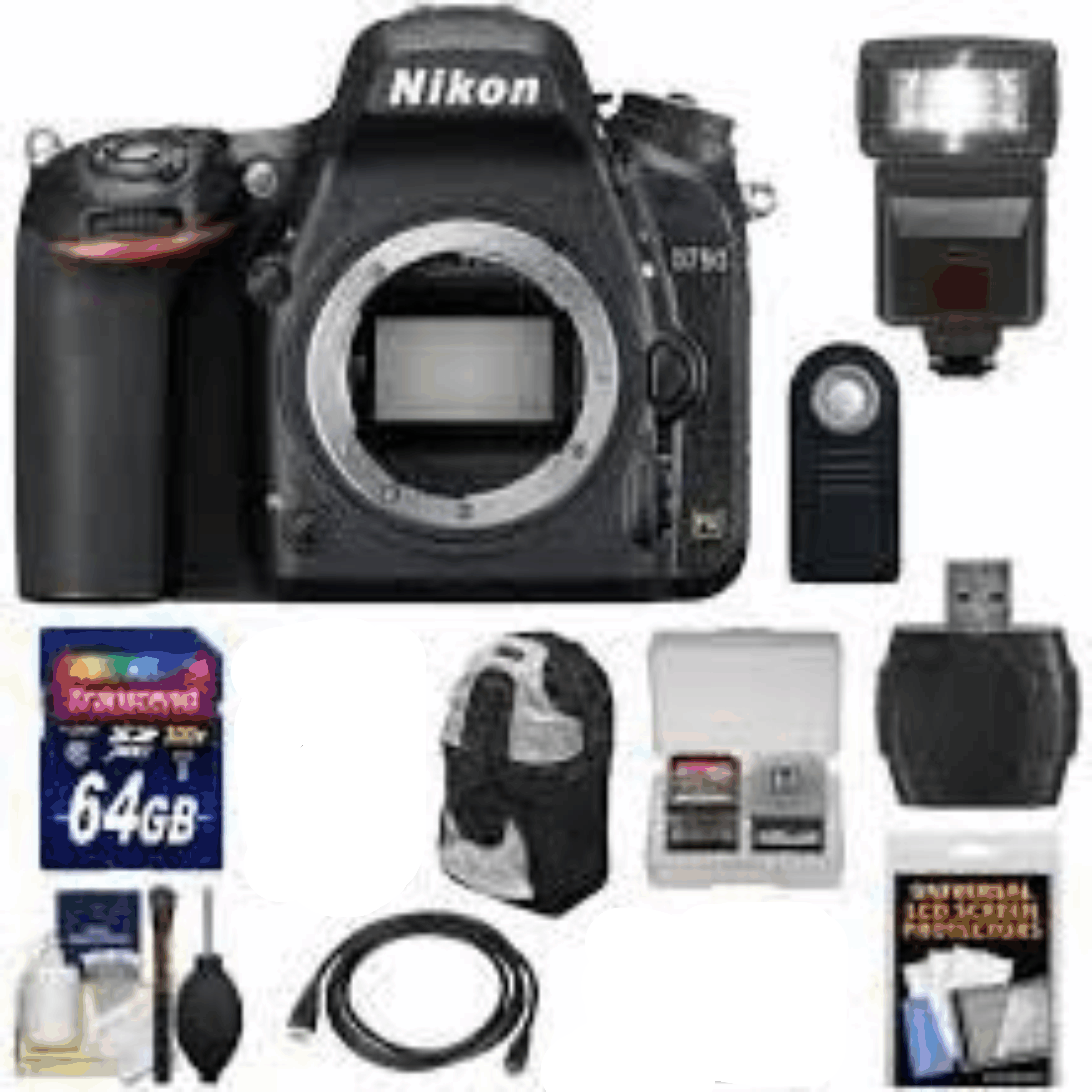 Nikon D750 Digital SLR Camera Body with 64GB Card + Backpack + Flash + Kit 15