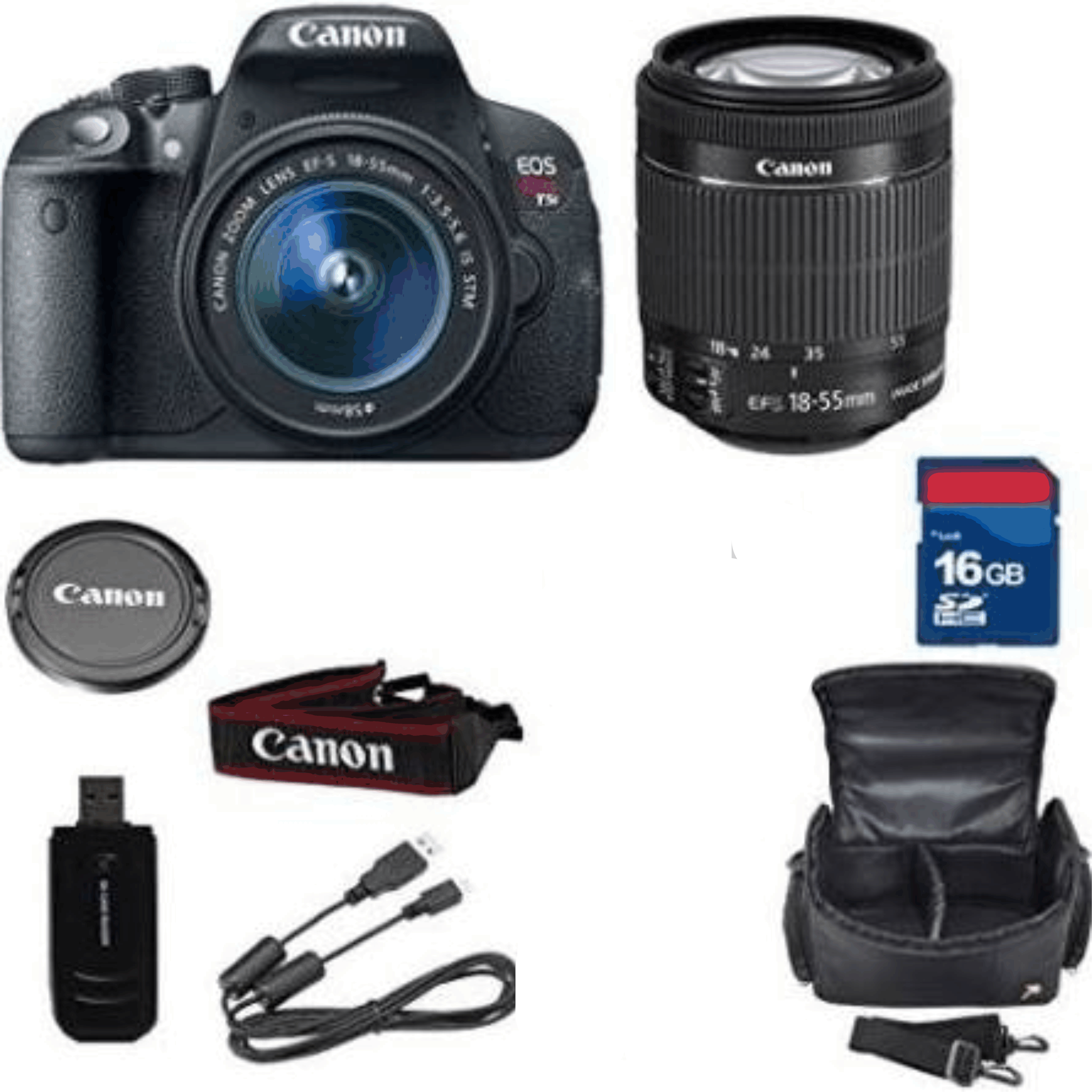 Canon T5i Digital SLR Camera with EF-S 18-55mm f/3.5-5.6 Is STM Lens + High Speed 16GB Memory Card + High Speed Reader + 5pc Bundle kit 15