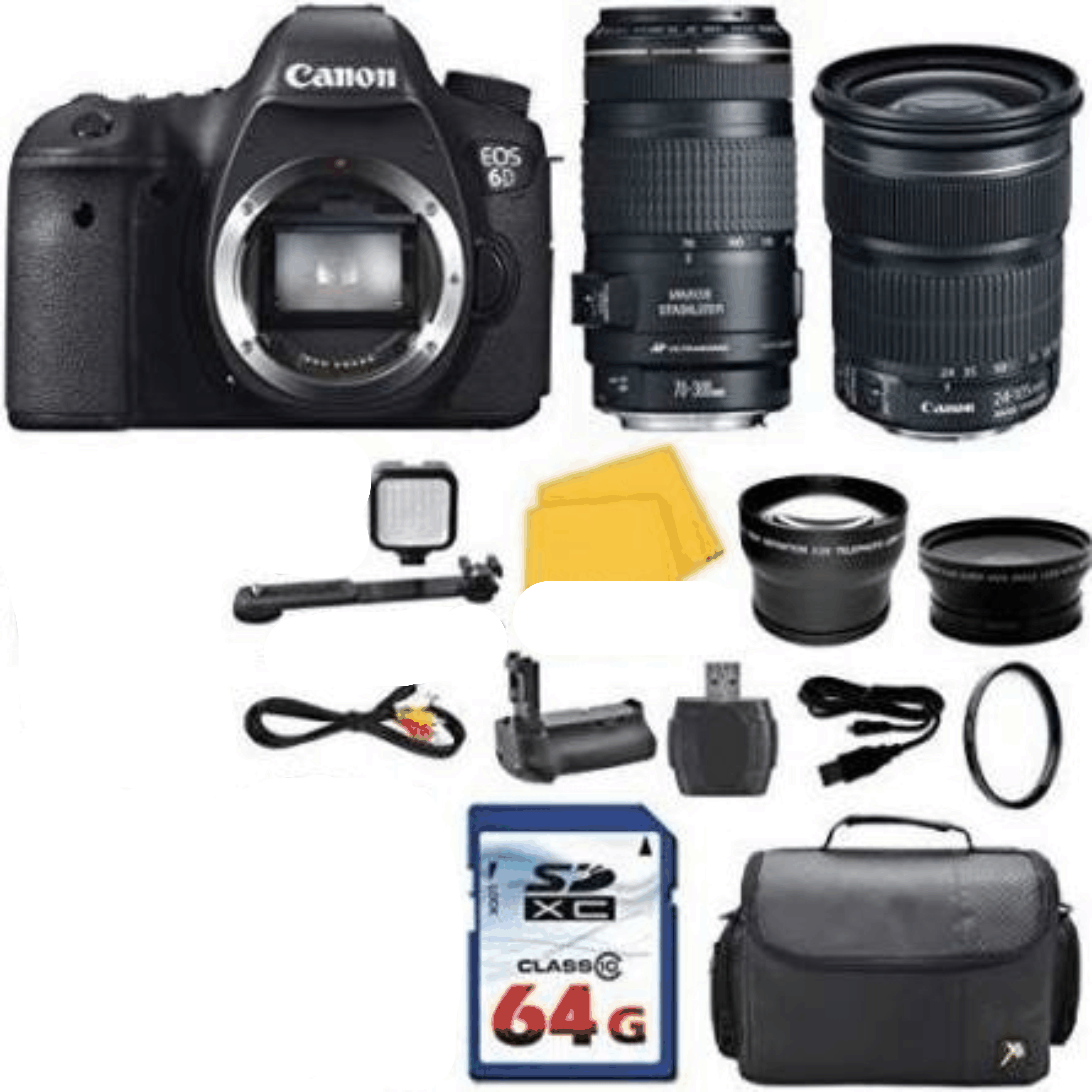 Canon EOS 6D 20.2 MP CMOS Digital SLR Camera Bundle + Canon EF 24-105mm f/3.5-5.6 Is STM Lens + Canon EF 70-300mm f/4-5.6 Is USM Lens kit 16