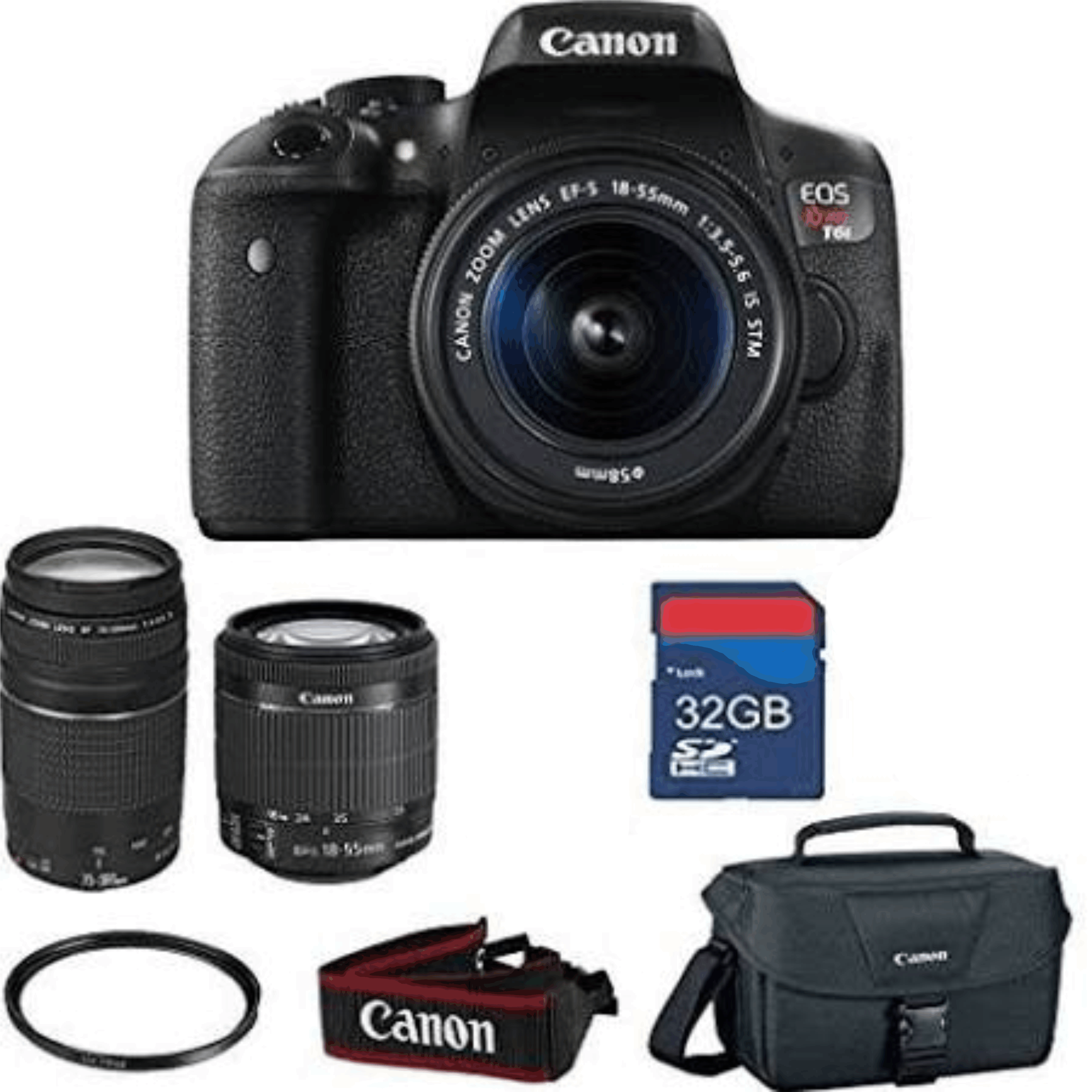 Canon EOS Rebel T6i 24.2MP WiFi Enabled Digital SLR Camera with EF-S 18-55mm f/3.5-5.6 Is STM Zoom Lens & EF 75-300mm f/4-5.6 III Zoom Lens kit 17