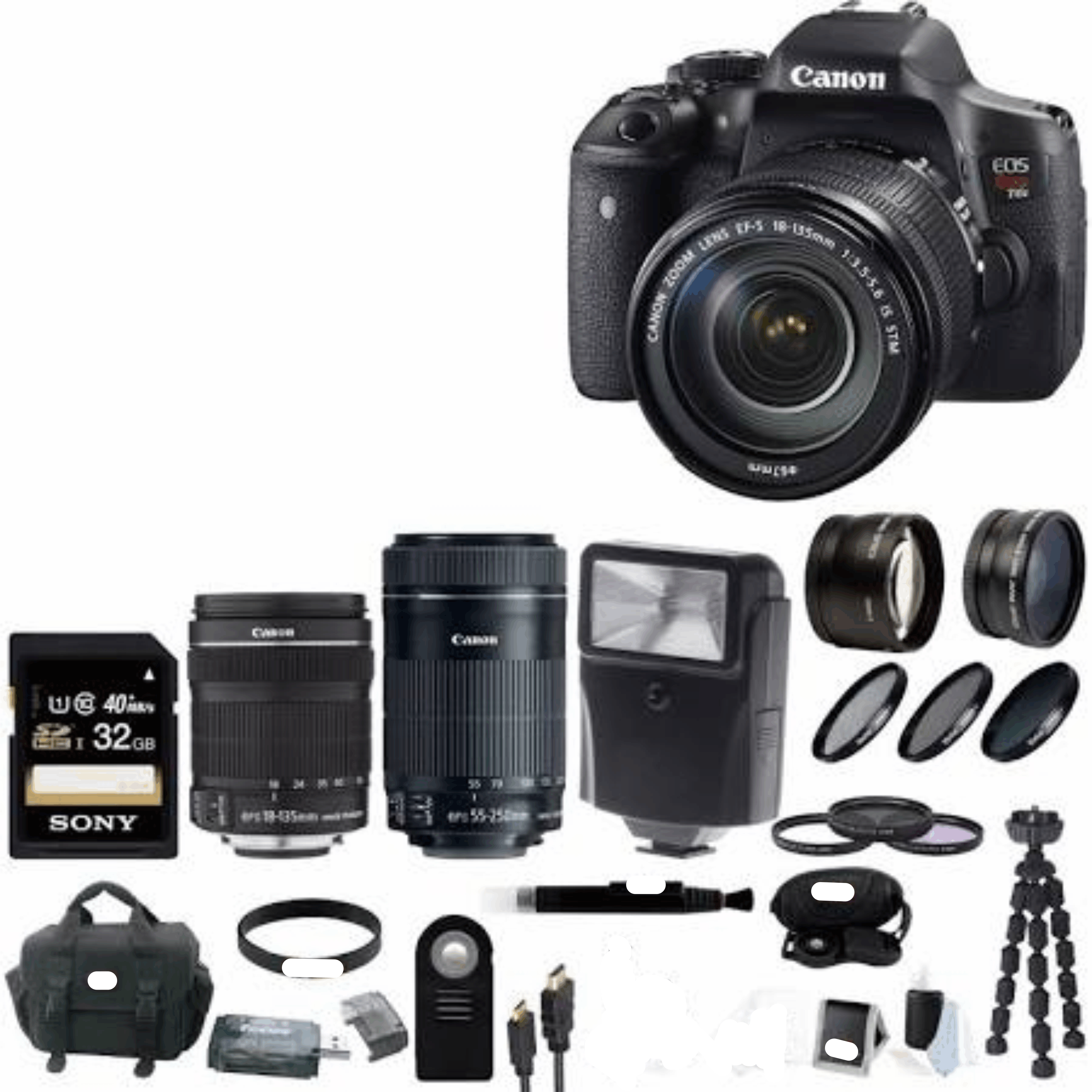 Canon EOS Rebel T6i EF-S 18-135mm Is STM and EF-S 55-250mm f/4-5.6 Is kit 18