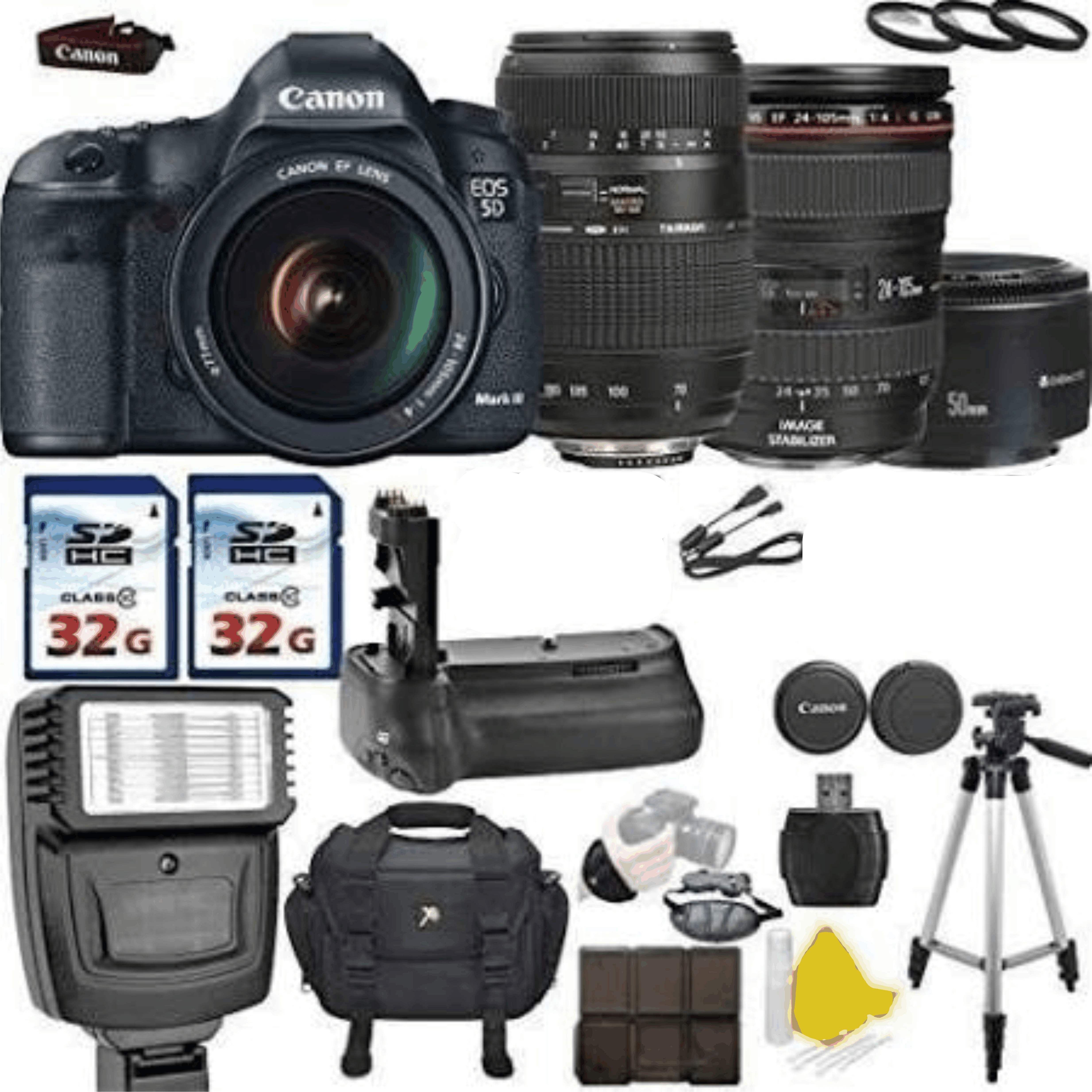 Canon EOS 5D Mark III 22.3 MP Full Frame CMOS with Canon EF 24 105mm F 4 L Is USM Tamron AF 70 300 KIT 18