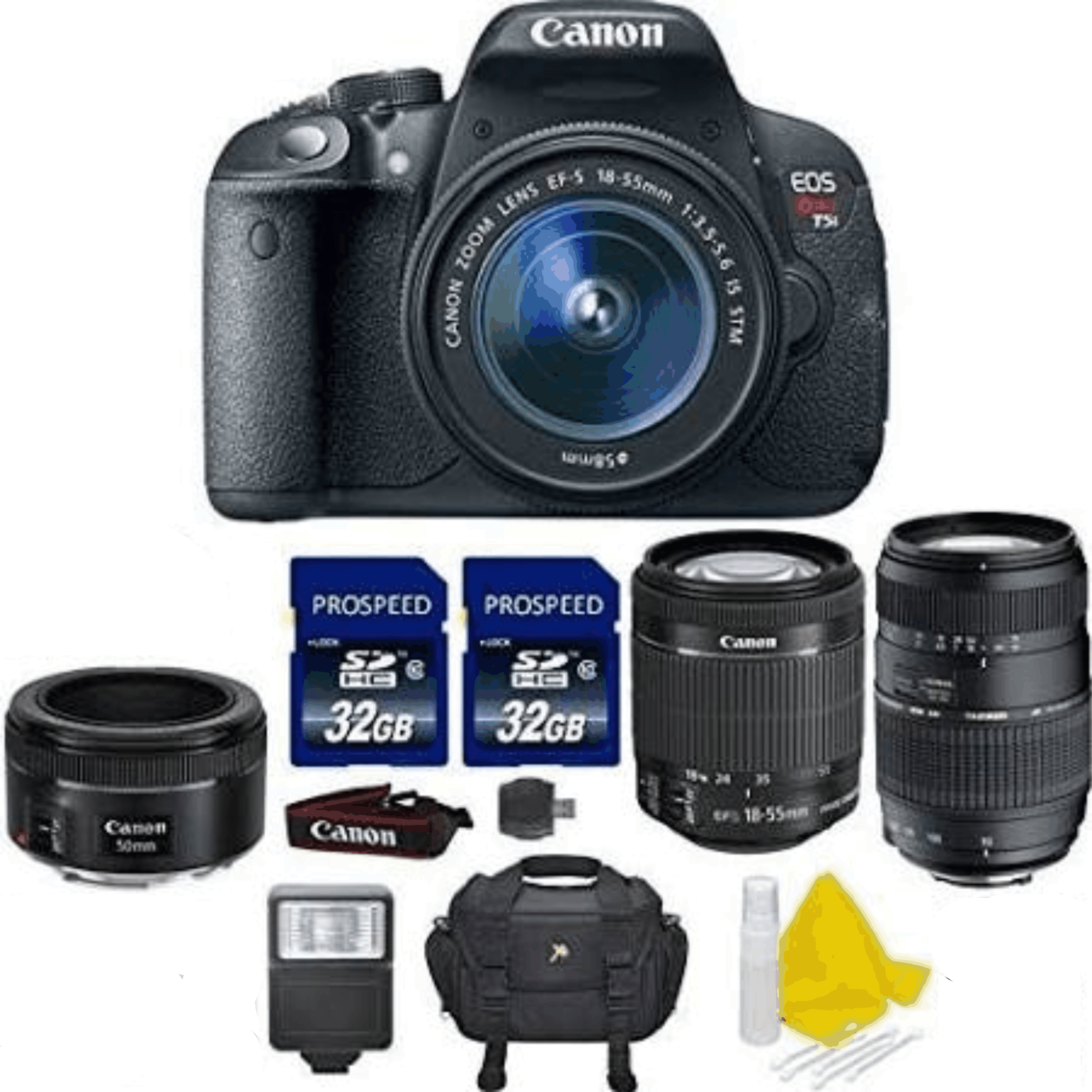 Canon EOS Rebel T5i 18.0 MP CMOS Digital SLR with Canon EF 50mm f/1.8 STM Lens + Canon EF-S 18-55mm Is STM + Tamron 70-300mm Lens + 2pc Commander kit 19