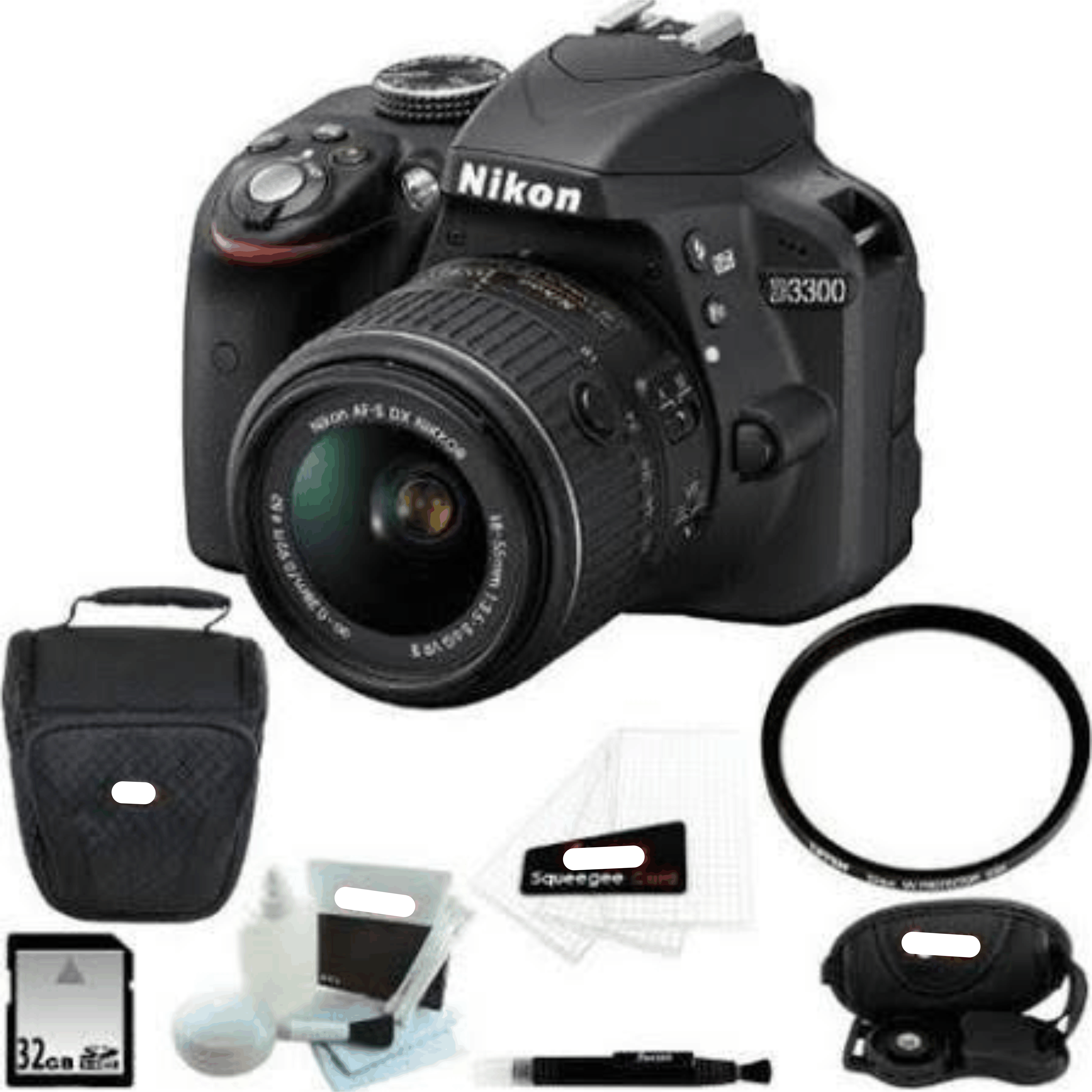 Nikon D3300 DSLR Camera with 18-55mm Lens (Black) with 32GB Accessory Kit 1