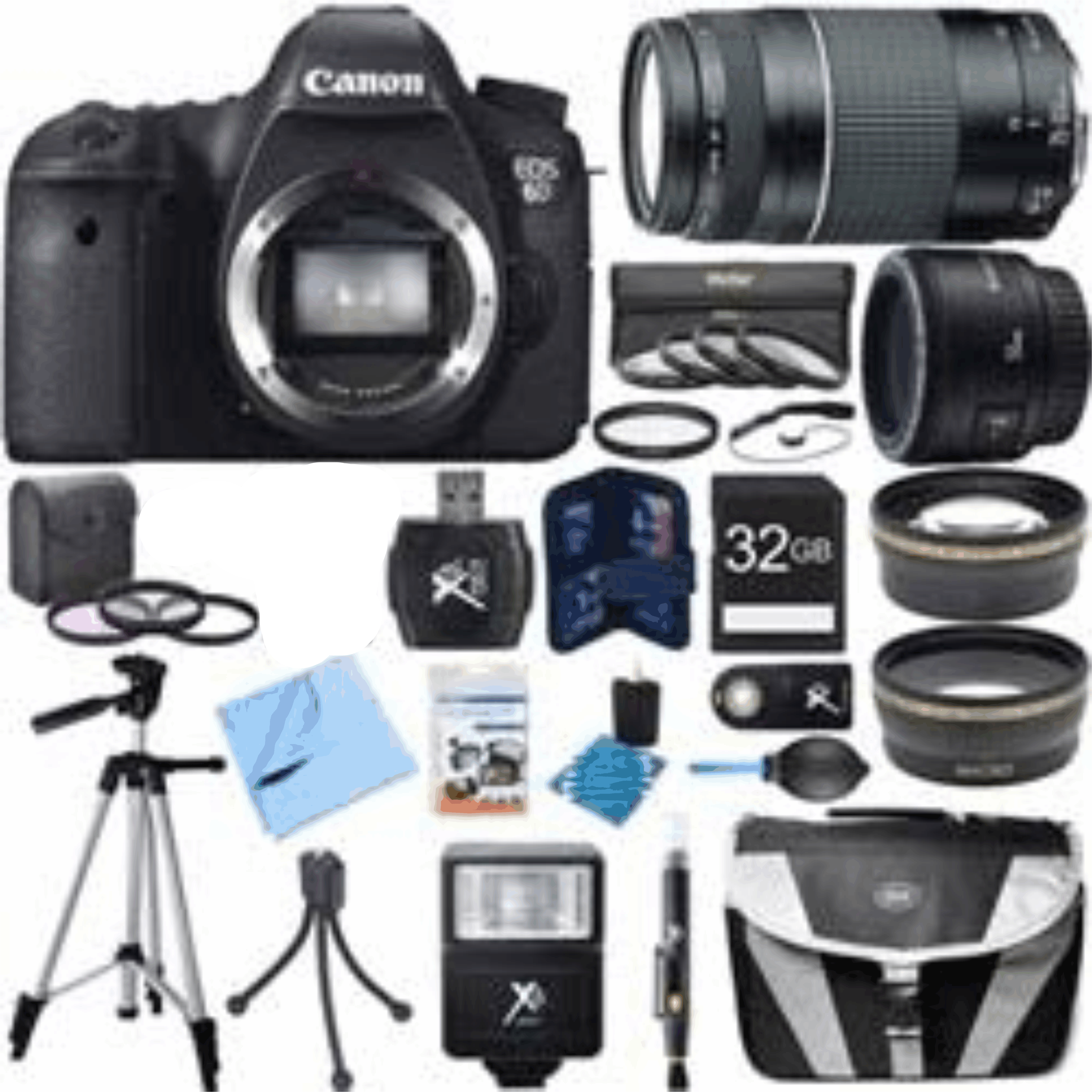 Canon EOS 6D 20.2 MP DSLR Camera w/ 50mm + 75-300mm Lens Super KIT 1 