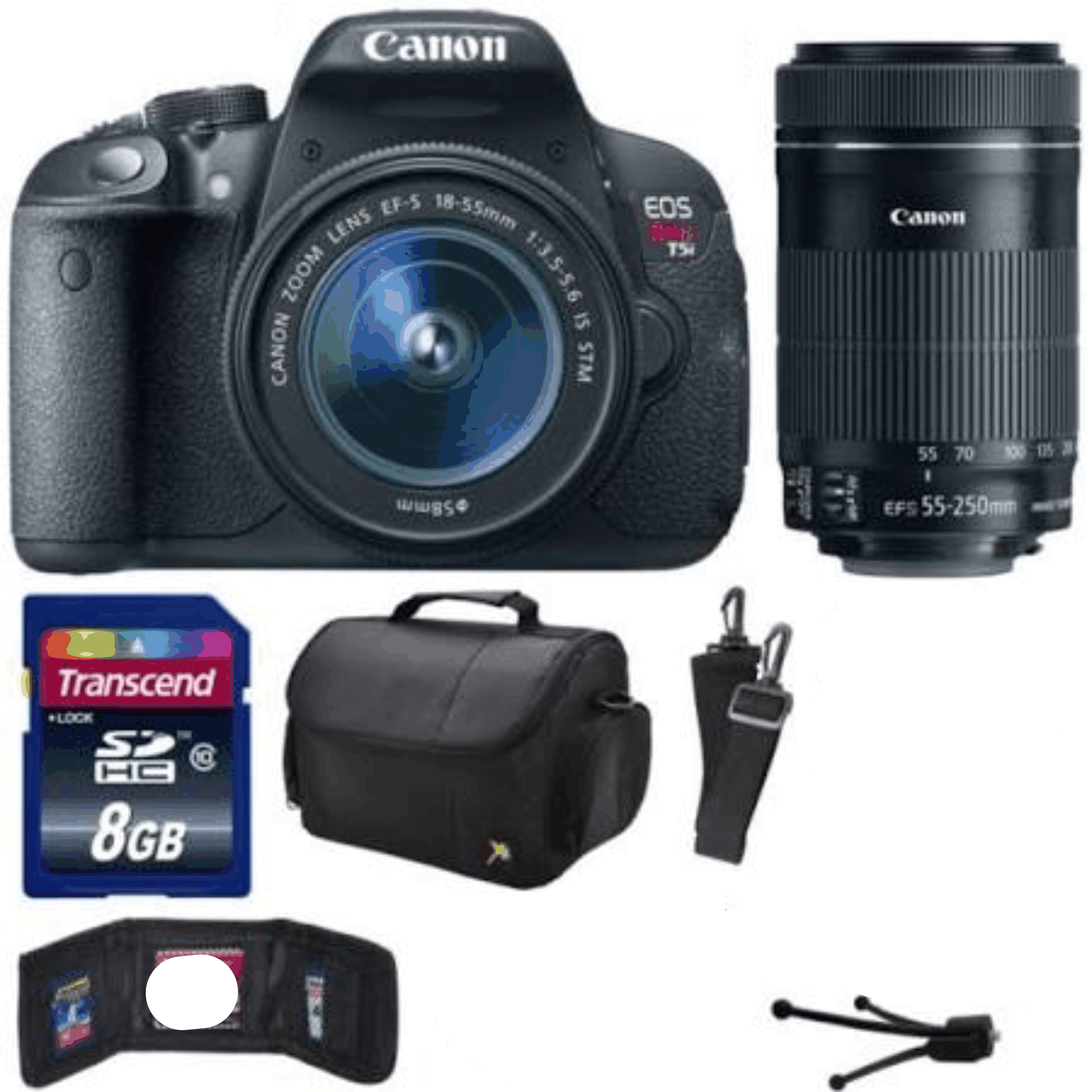 Canon EOS-Rebel T5i 700D DSLR with 18-55mm 55-250mm STM Lens 8GB Value kit 20