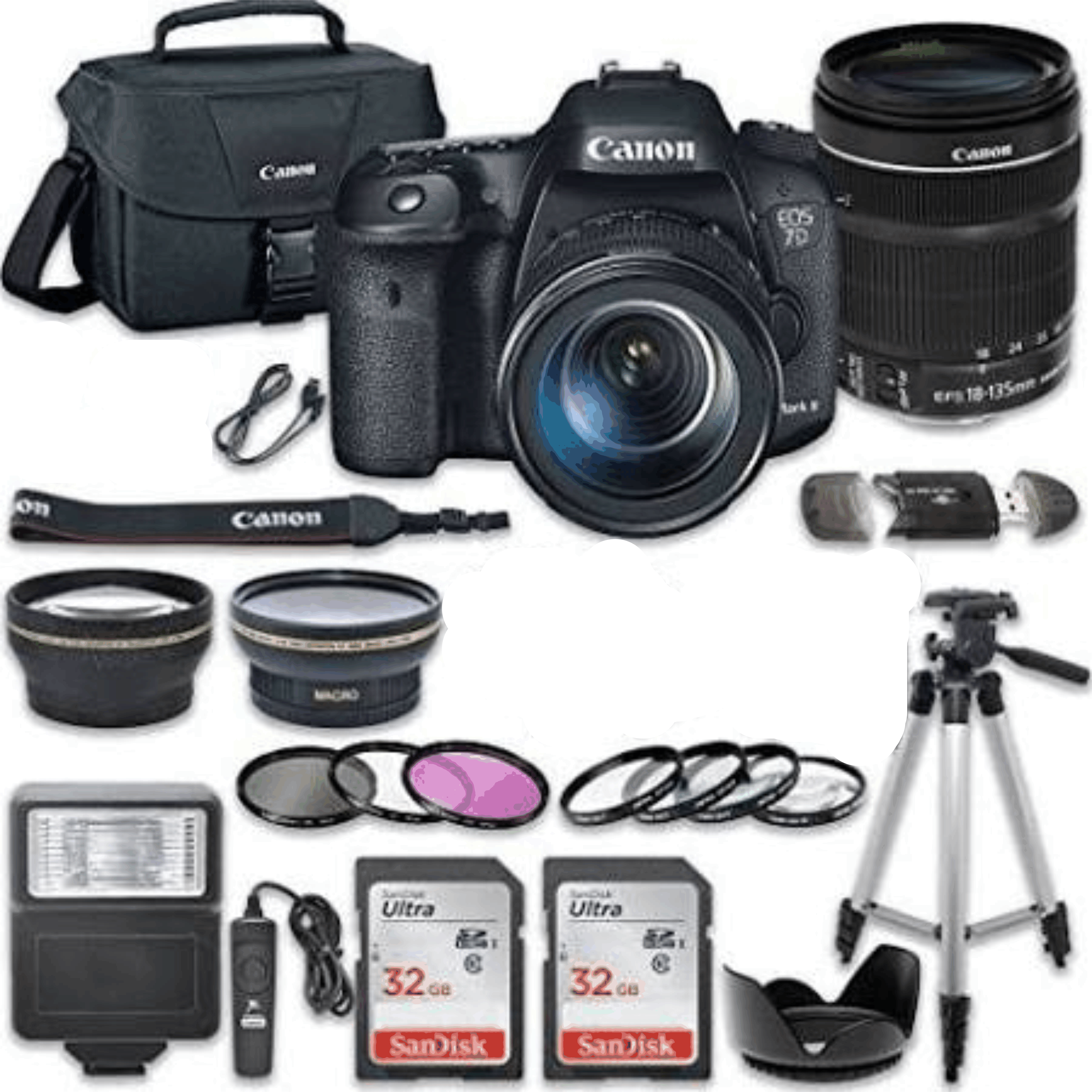 Canon EOS 7D Mark II 20.2MP CMOS Digital SLR Camera Bundle with Canon EF-S 18-135mm f/3.5-5.6 Is STM Lens + Accessory Kit 21