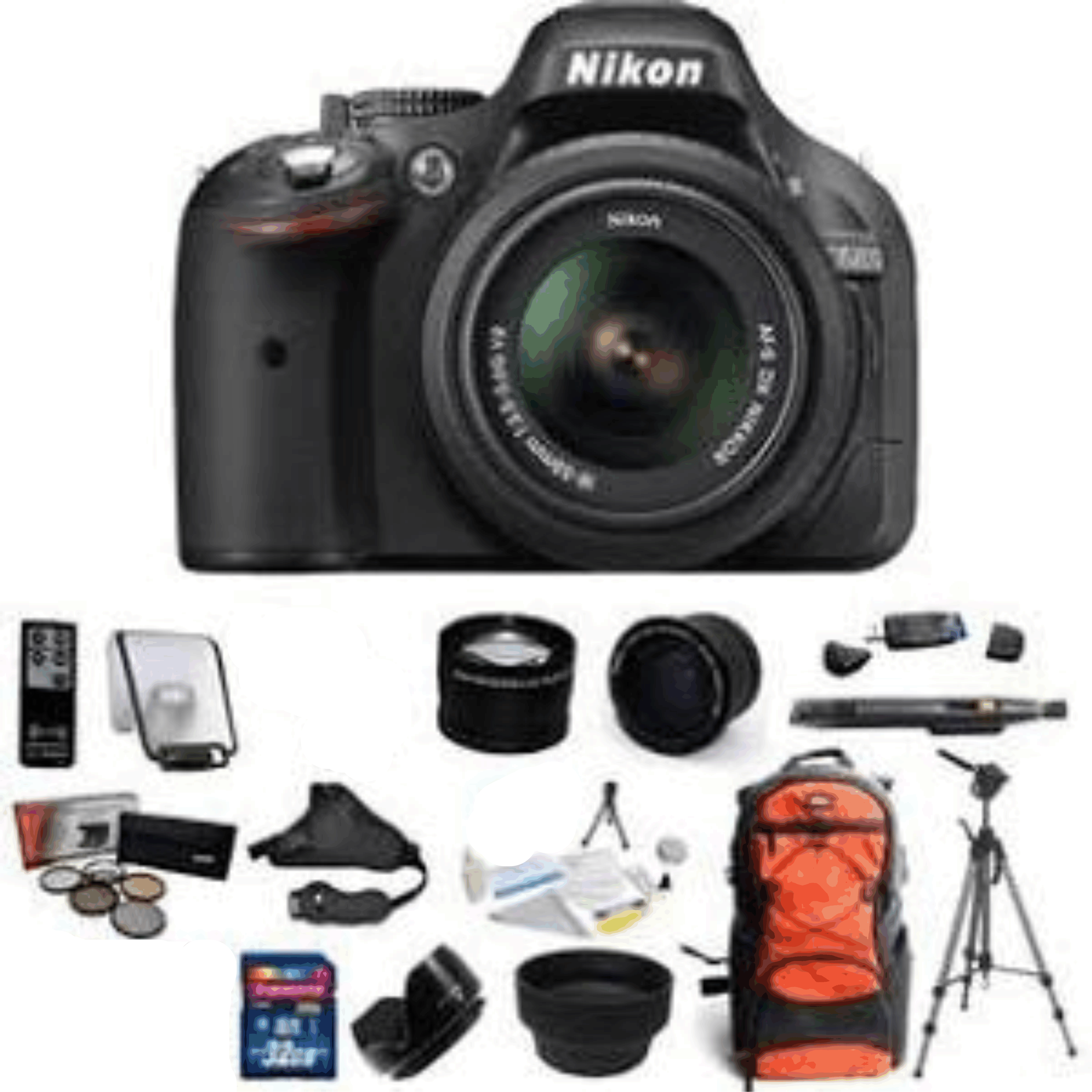 Digital SLR Camera Nikon D5200 Digital SLR Camera & 18-55mm G VR DX AF-S Zoom Lens (Black) + More kit 22