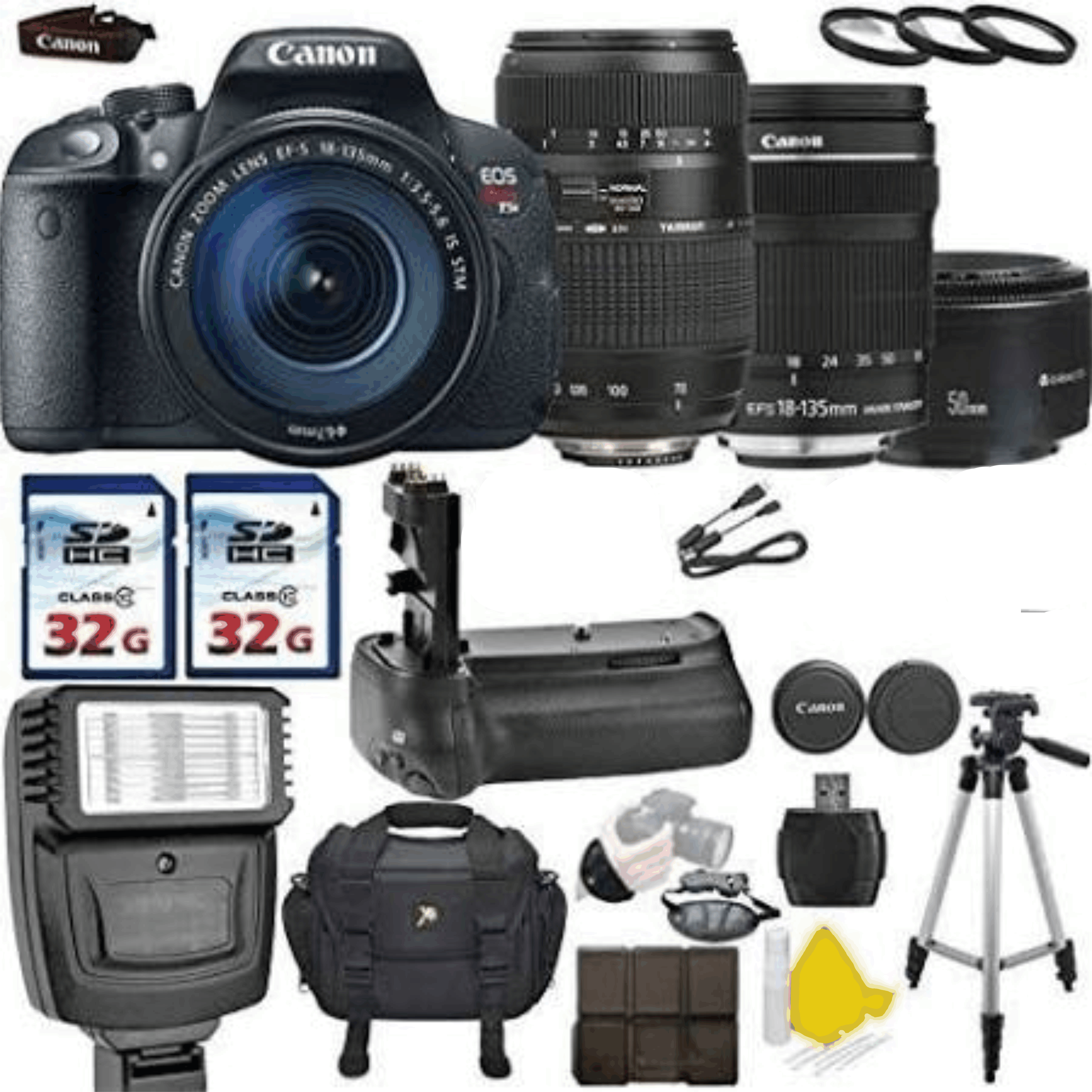 Canon EOS Rebel T5i 18.0 MP CMOS Digital SLR with Canon EF S 18 135mm F 3.5 5.6 Is STM Tamron AF 7 kit 22