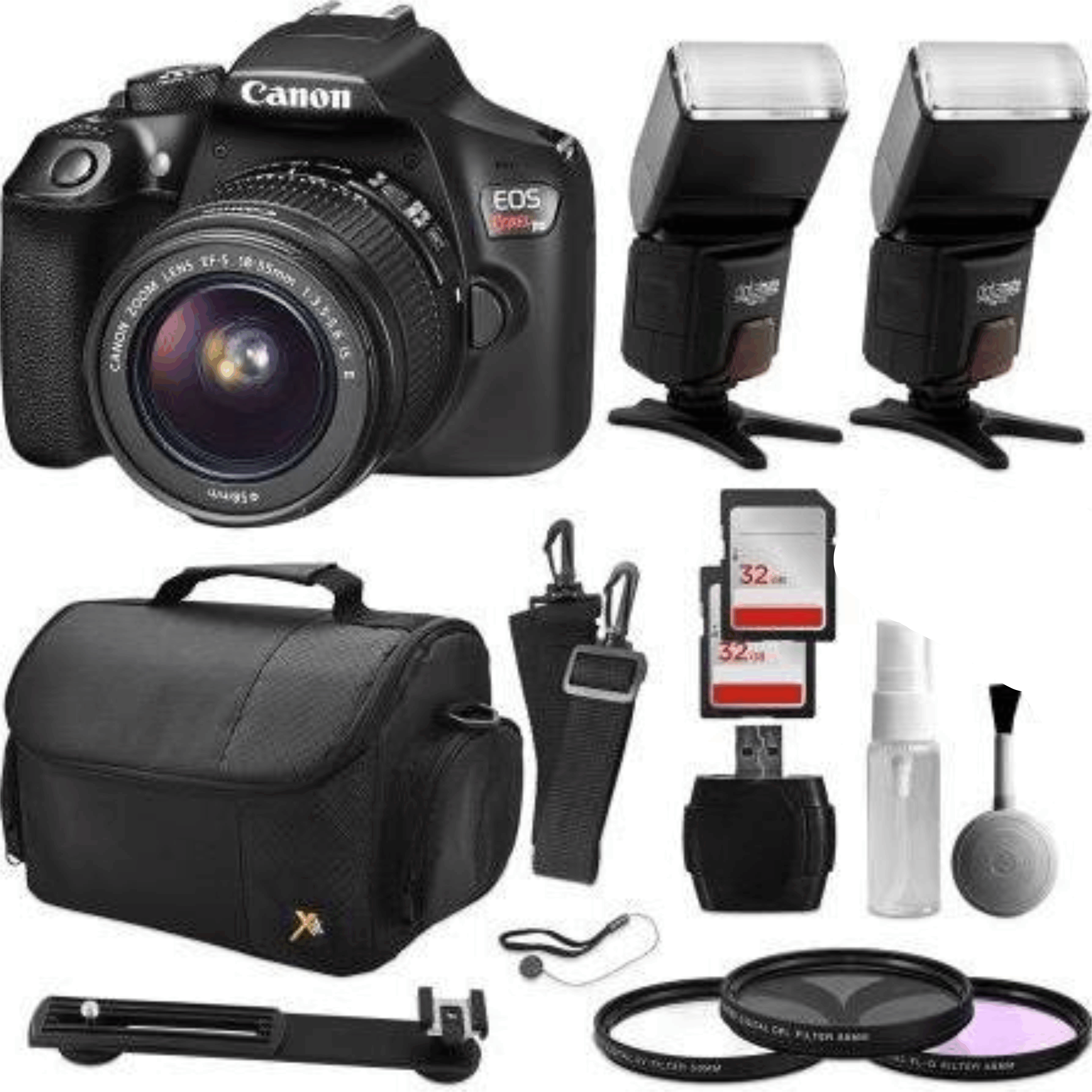 Canon EOS-Rebel T6 DSLR Camera 18-55mm Lens Flash Kit 64GB Bag kit 22