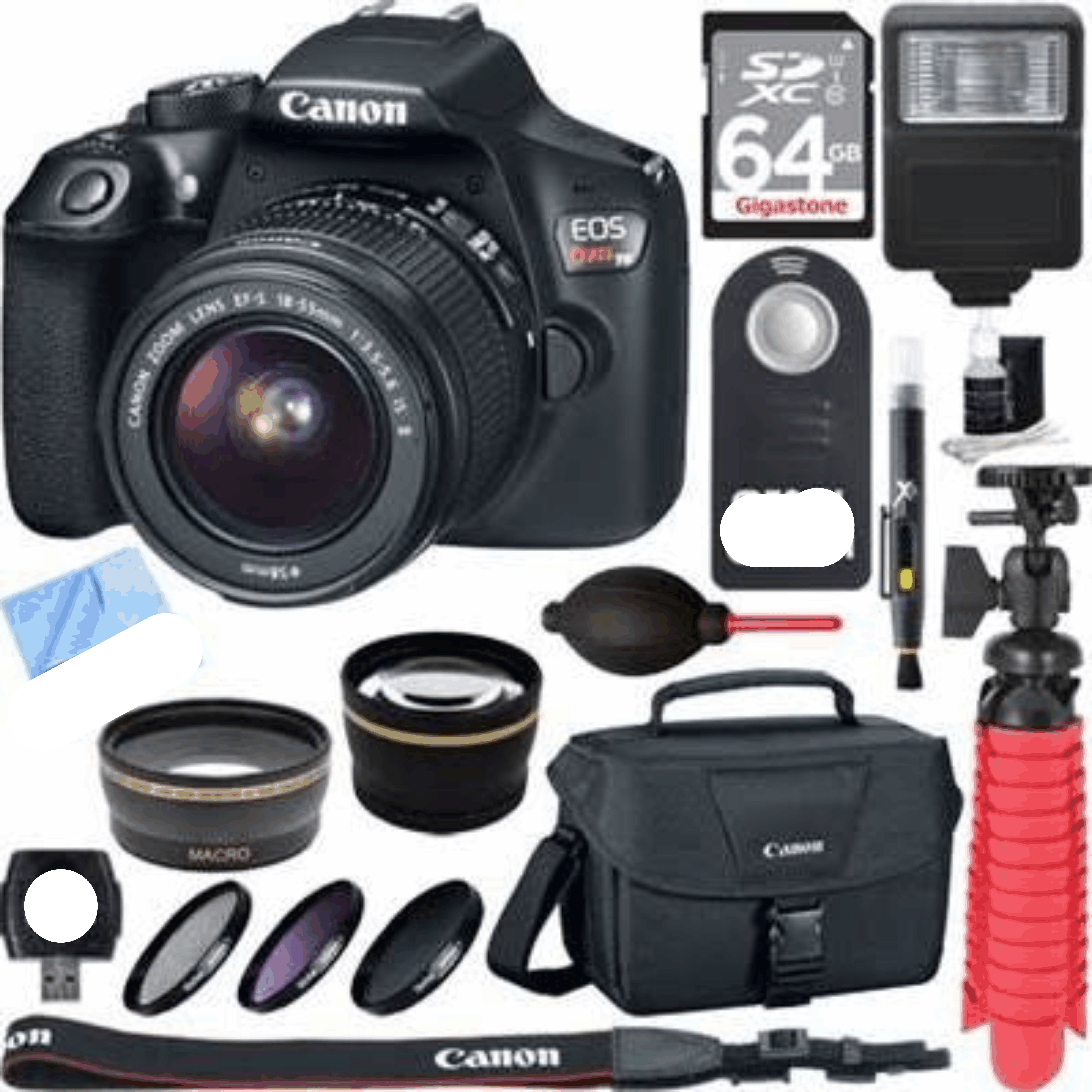 Canon EOS Rebel T6 Digital SLR Camera with EF-S 18-55mm is II Lens Memory & Flash Kit 24