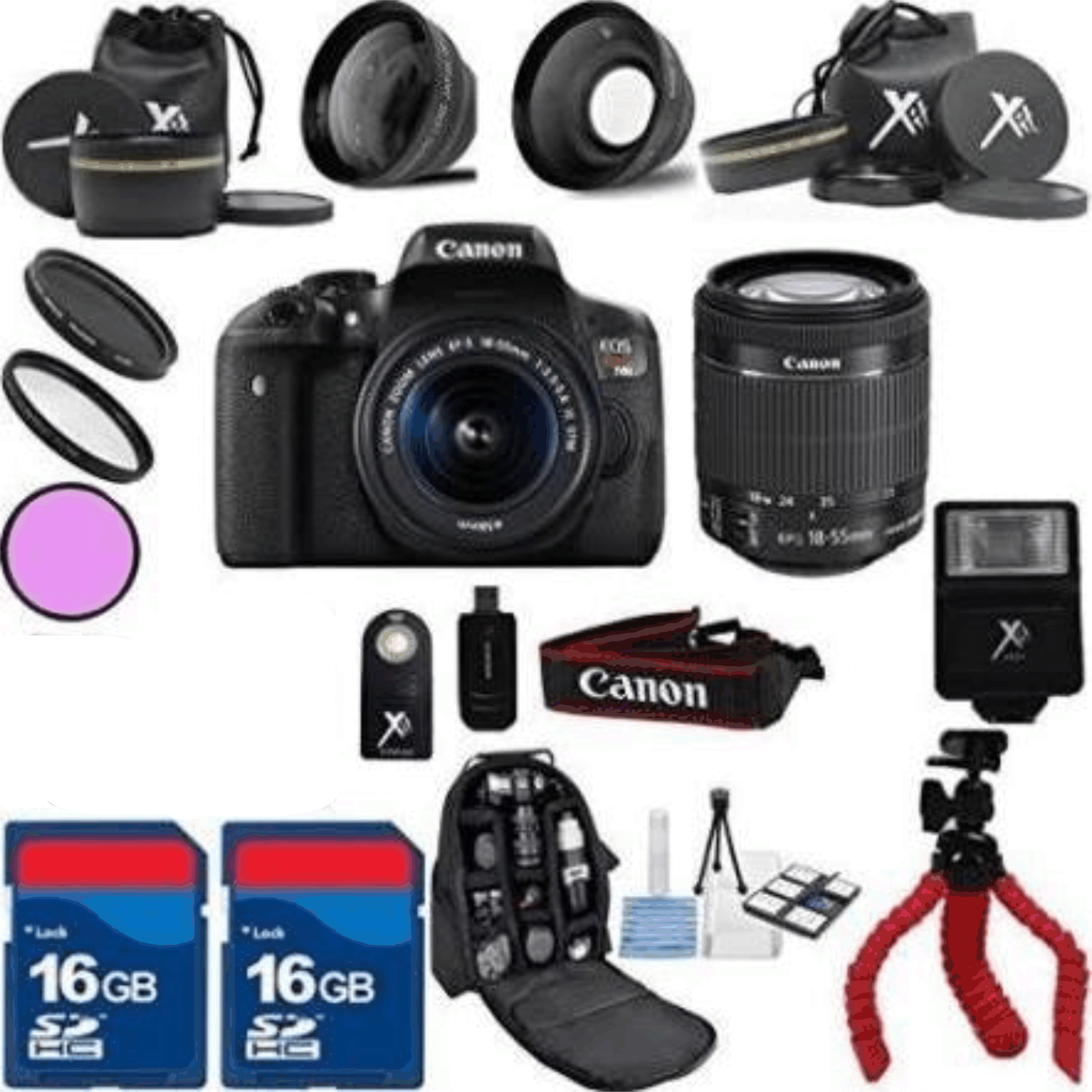 Canon T6i Camera Body with 18-55mm Is STM Lens + 22pc Black kit 25