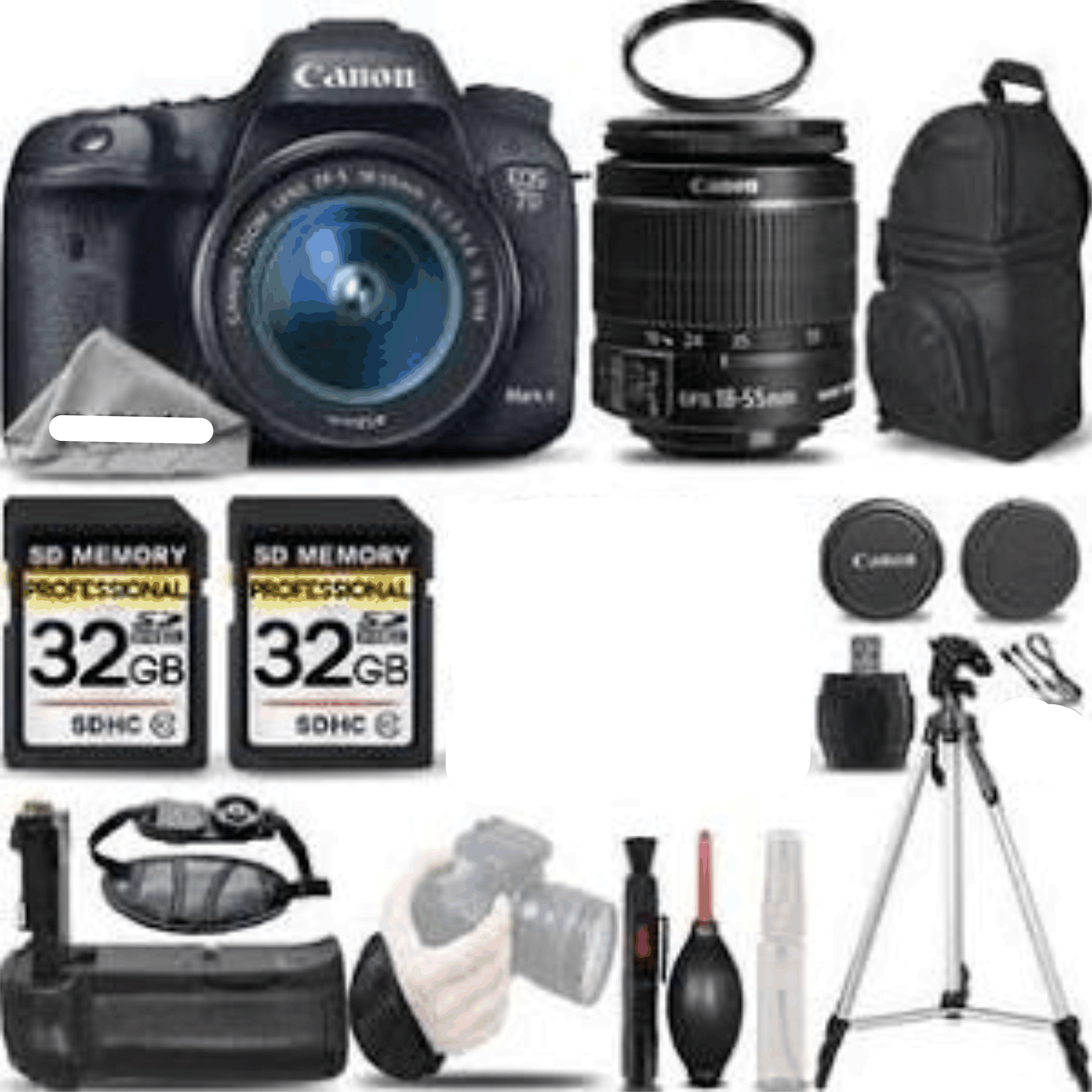 Canon EOS 7D Mark II DSLR Camera + 18-55mm is STM + Batt Grip + 64GB kit 29