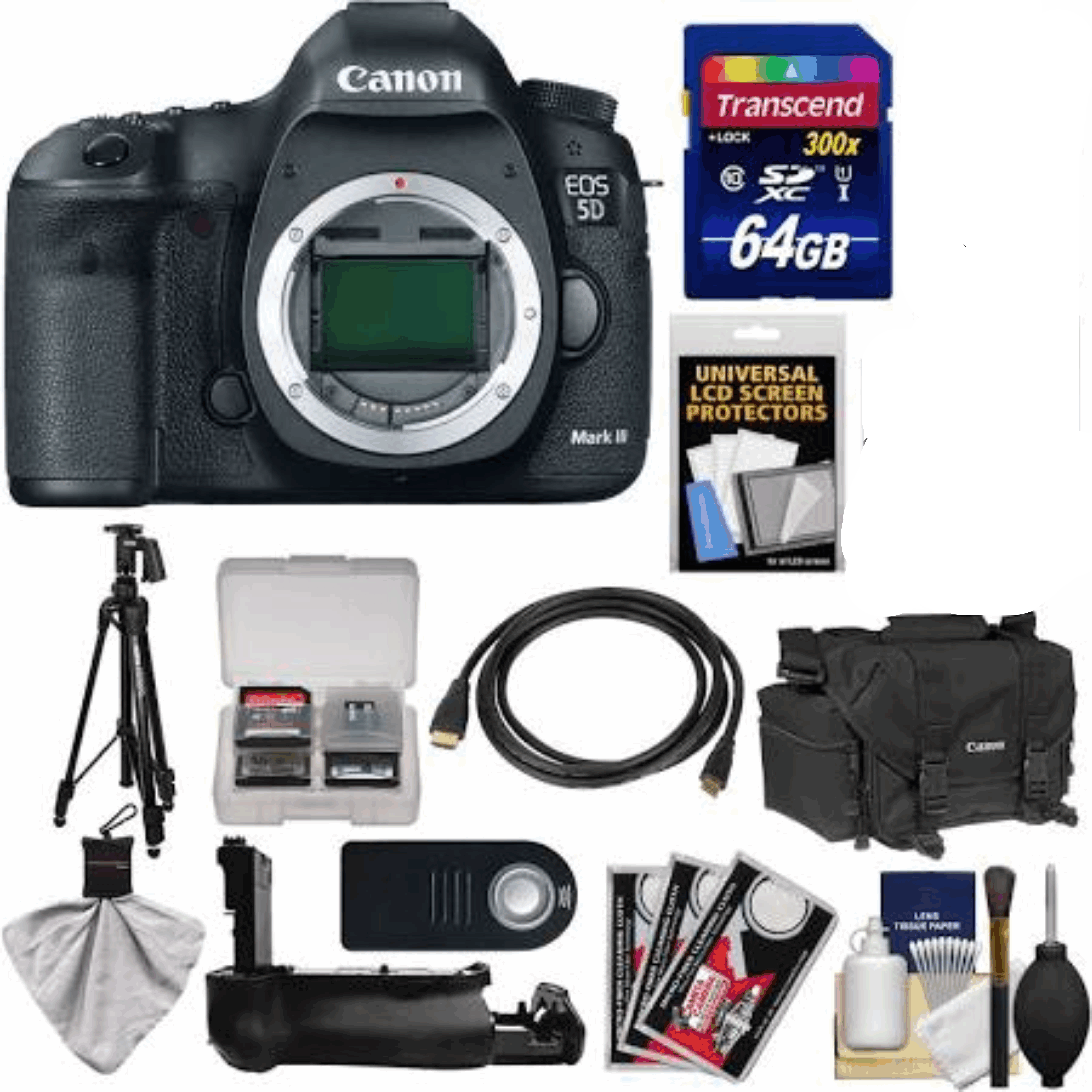 Canon EOS 5D Mark III Digital SLR Camera Body with Case  + Grip + Tripod + Accessory Kit 2