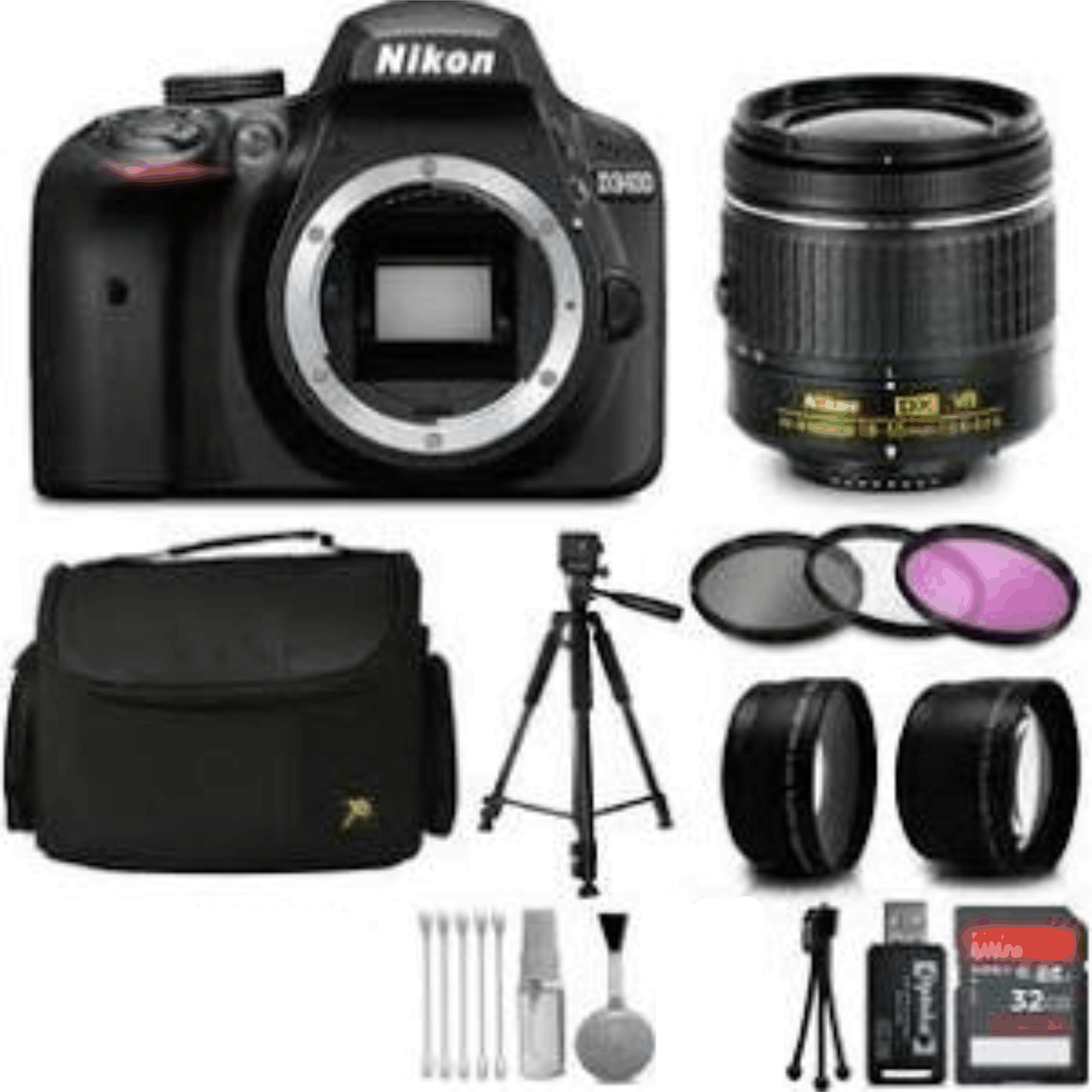 Nikon D3400 DSLR Camera with AF-P DX 18-55mm VR Lens + 32GB 15pc Accessory Bundle Kit 2